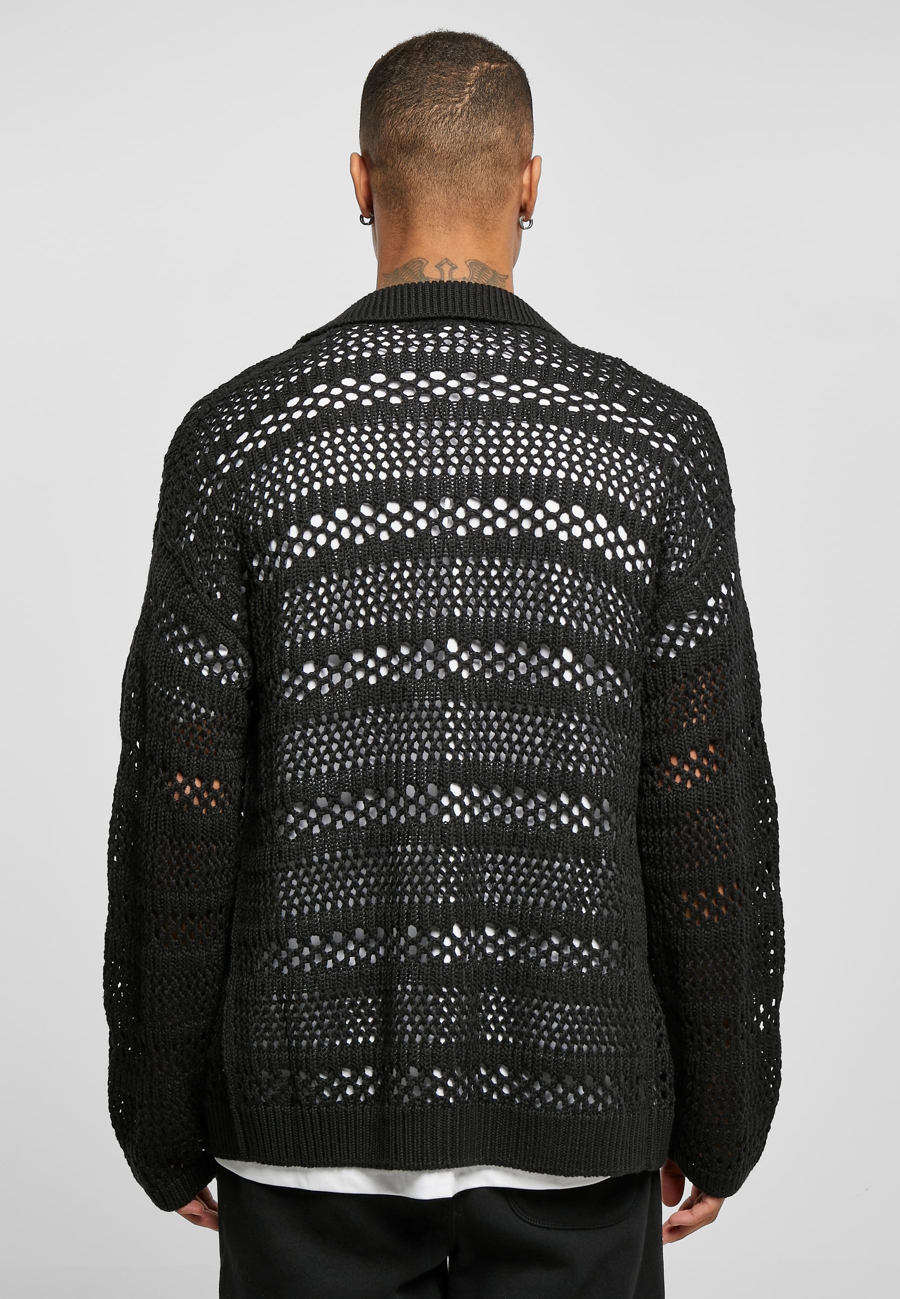 URBAN CLASSICS Strickfleecejacke »Urban Classics Herren Crocheted Cardigan«, (1 St.), ohne Kapuze