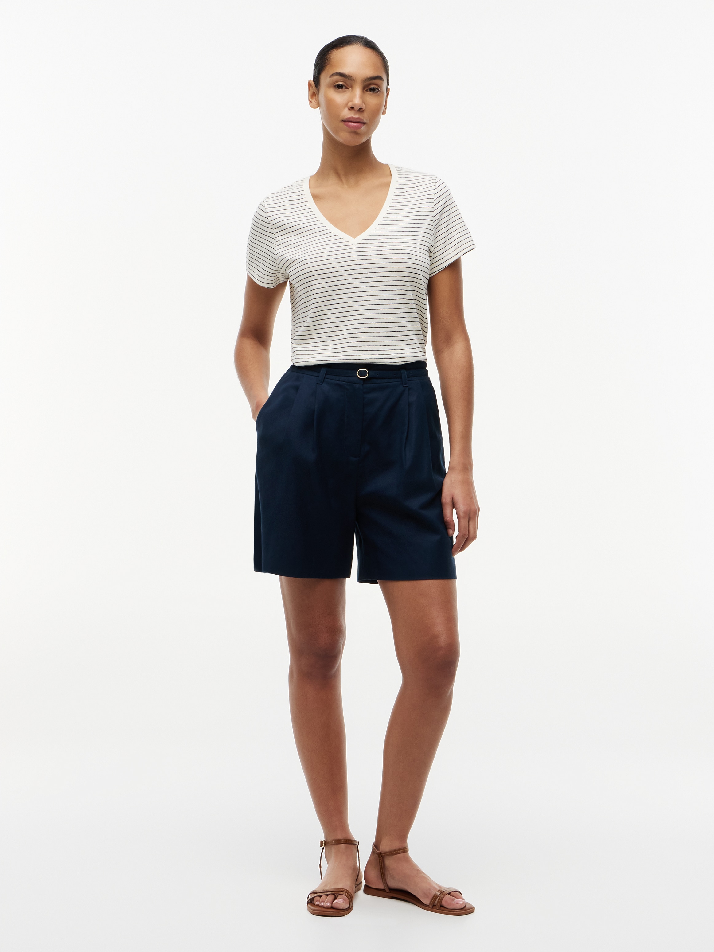 Tommy Hilfiger Kurzarmshirt »CO LINEN V-NECK SHORT SLEEVE TEE« mit V-Ausschnitt, Regular Fit