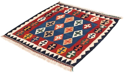 Wollteppich »Kelim - Oriental quadratisch - 100 x 96 cm - dunkelblau«, quadratisch