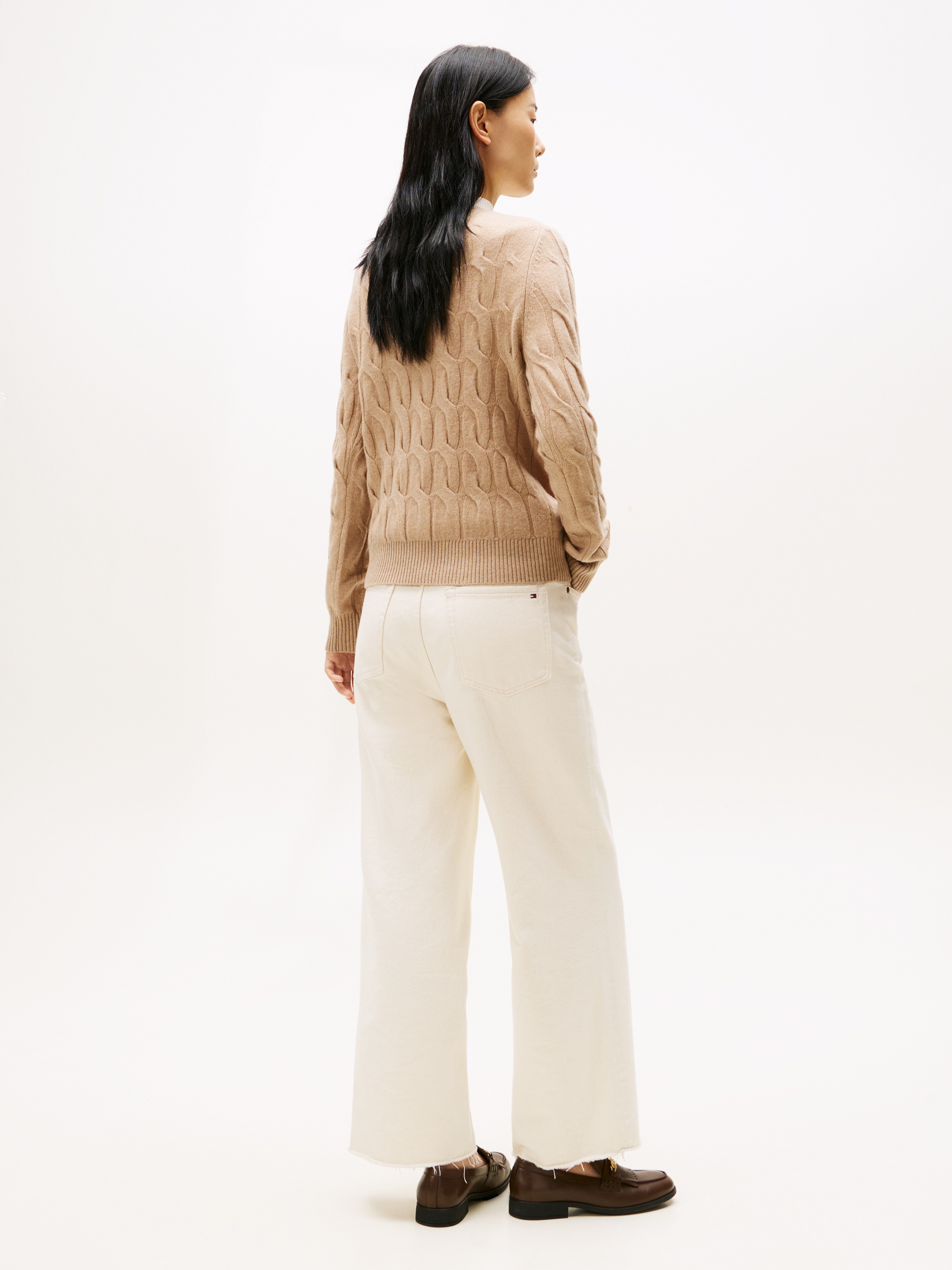 Tommy Hilfiger Strickjacke »SOFT WOOL CABLE C-NK LS CARDIGAN«, mit Zopfmuster, aus reiner Wolle