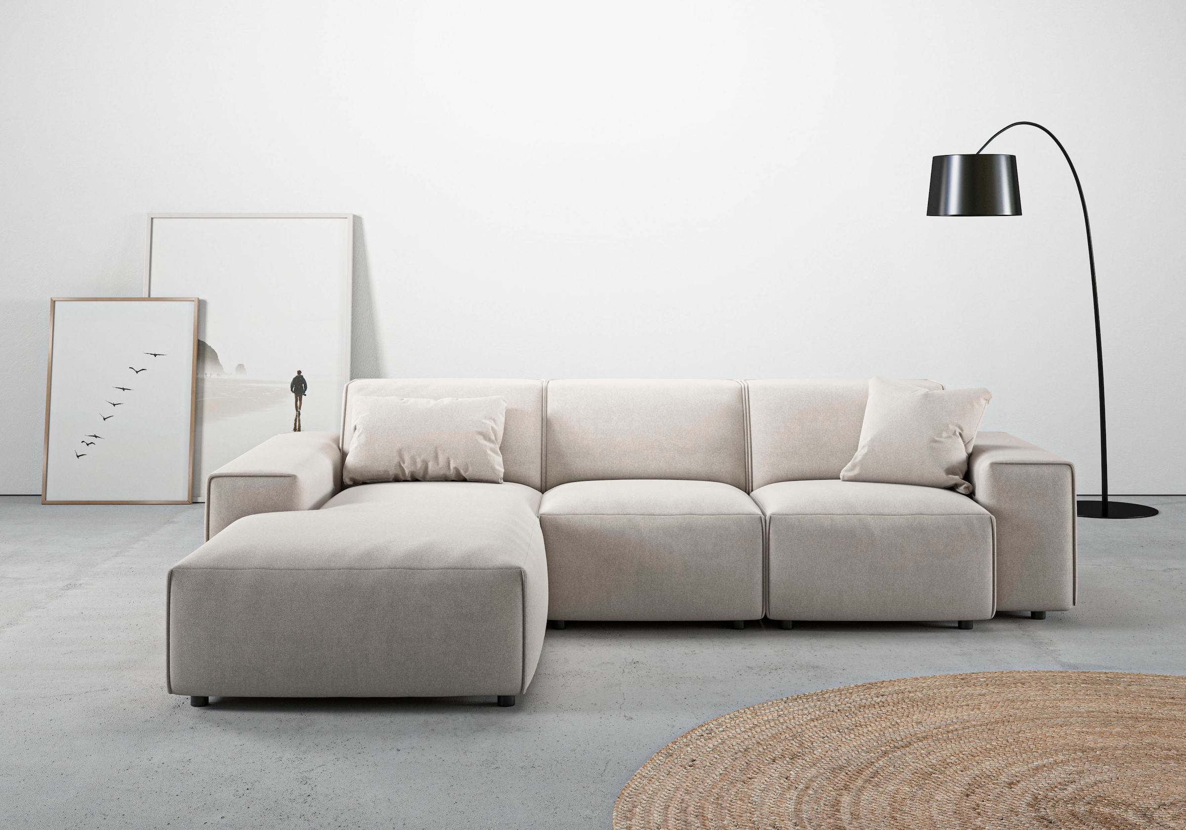 Home affaire Ecksofa "Glimminge L-Form auch in Breitcord, Feincord + Easy care-Bezug," Breite 264, Zierkissen