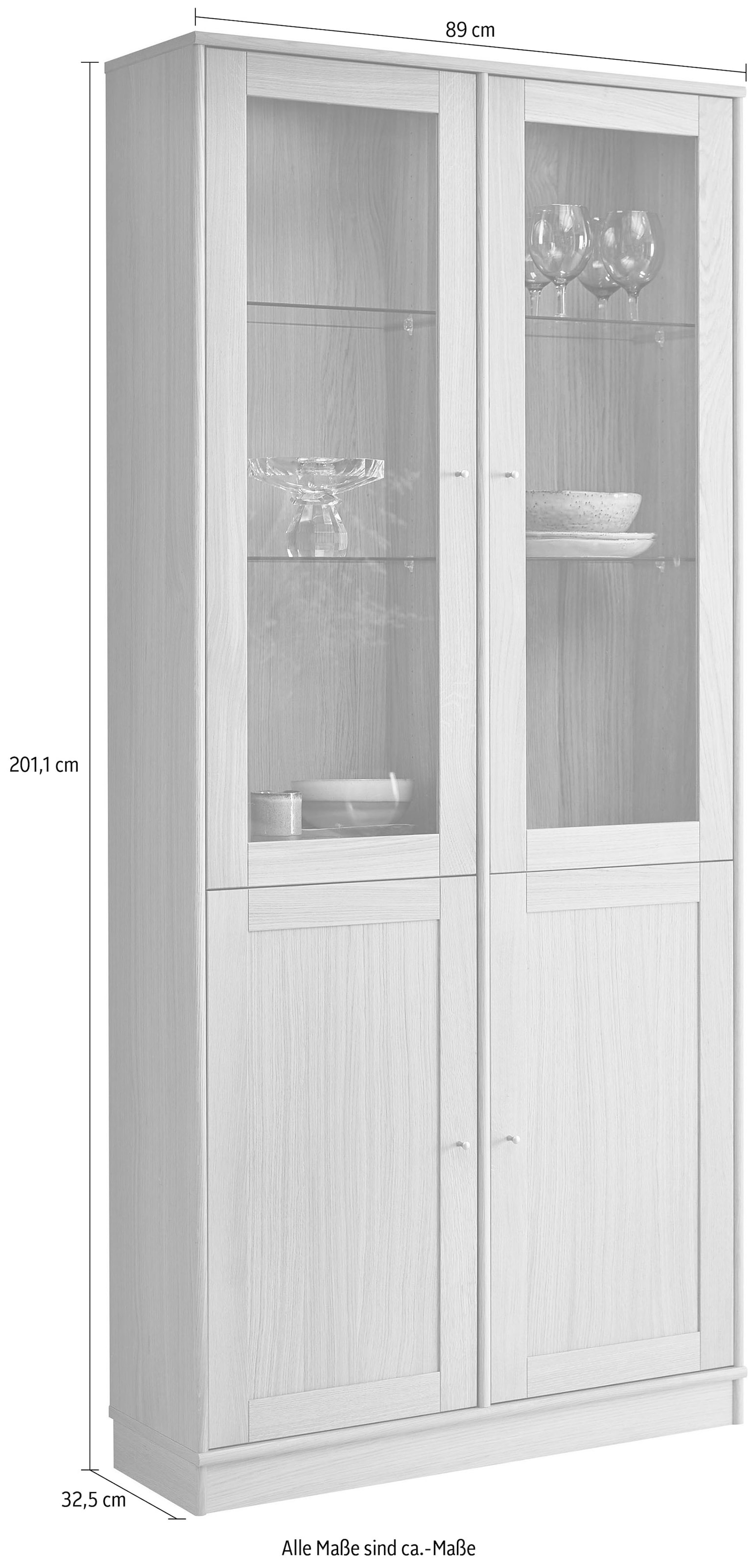 Hammel Furniture TV-Schrank »Mistral Glasschrank, Standvitrine«, Eiche, mit Glas- und Eichetüren, B: 89 cm, anpassungsbar Designmöbel