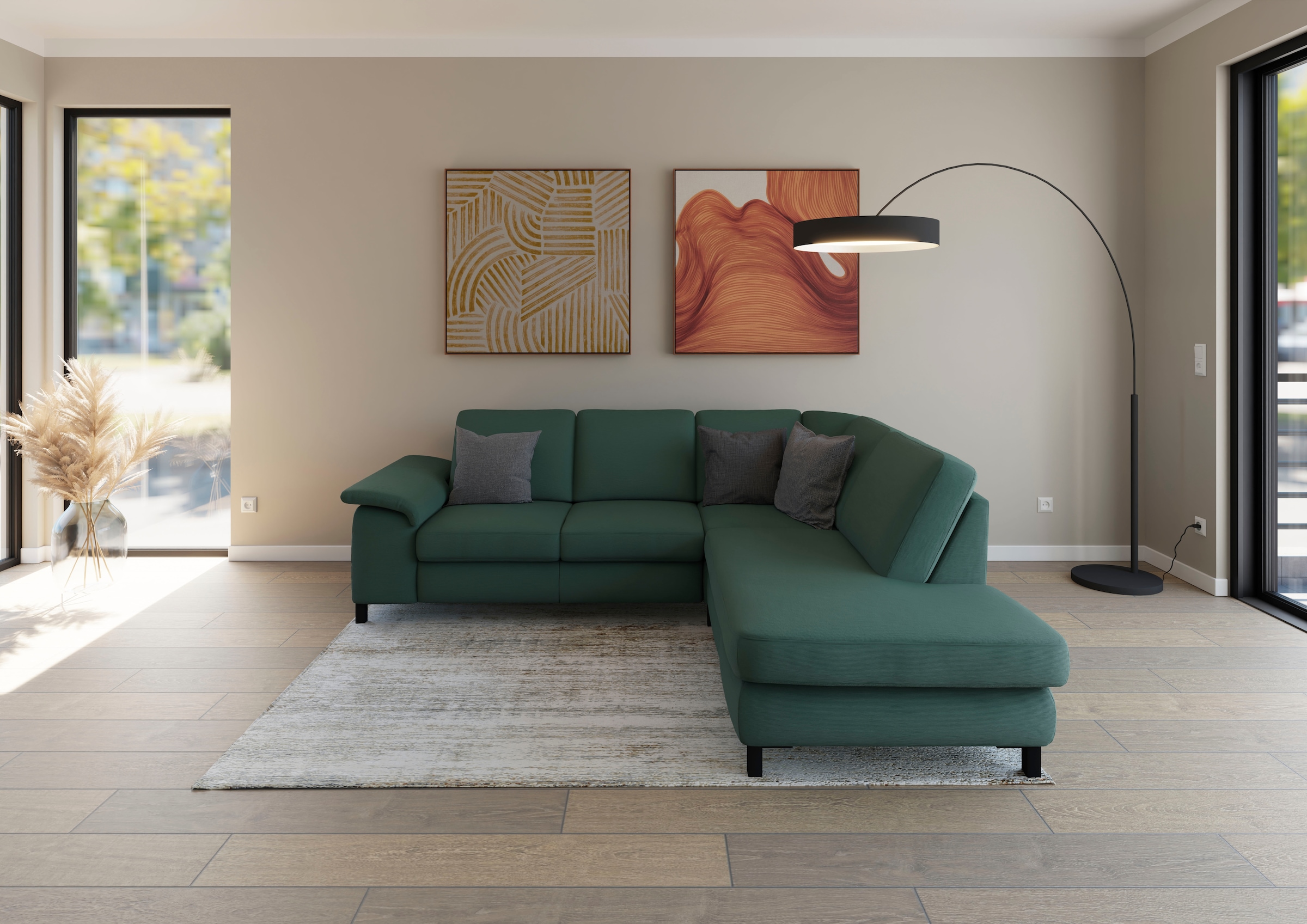 Musterring Ecksofa »MR365« Mit gerundeter 29 cm Armlehne, wahlweise in 3 Materialien,247 x 219 cm