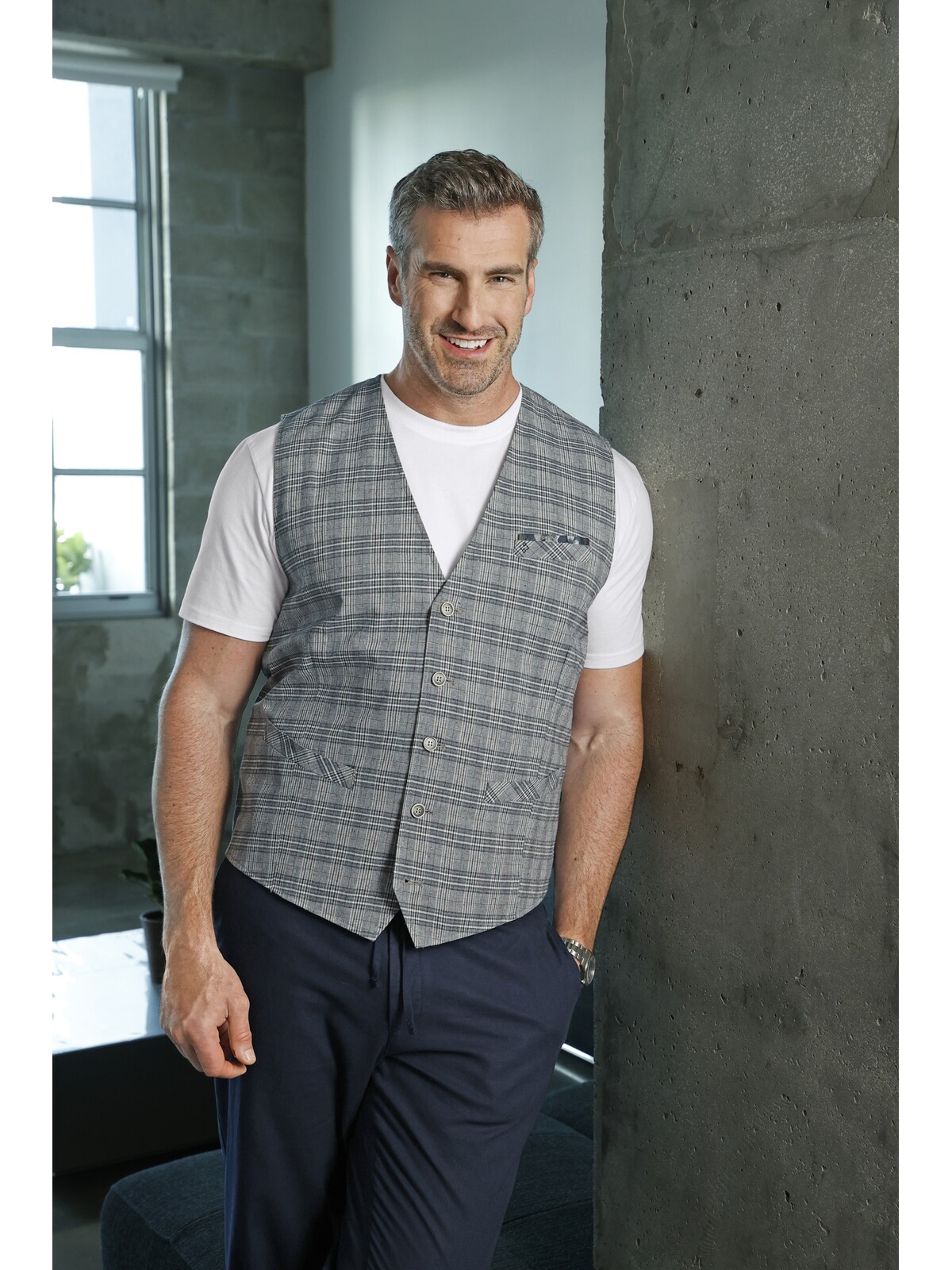 Charles Colby Duke Niven Men's Functional Vest Grey/Blue Size 72 2