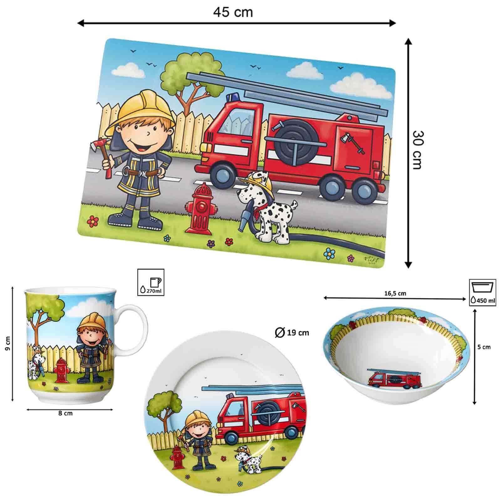Ritzenhoff & Breker Kindergeschirr-Set »Kindergeschirr mit Platzset Feuerwehrmann Bernie bunt«