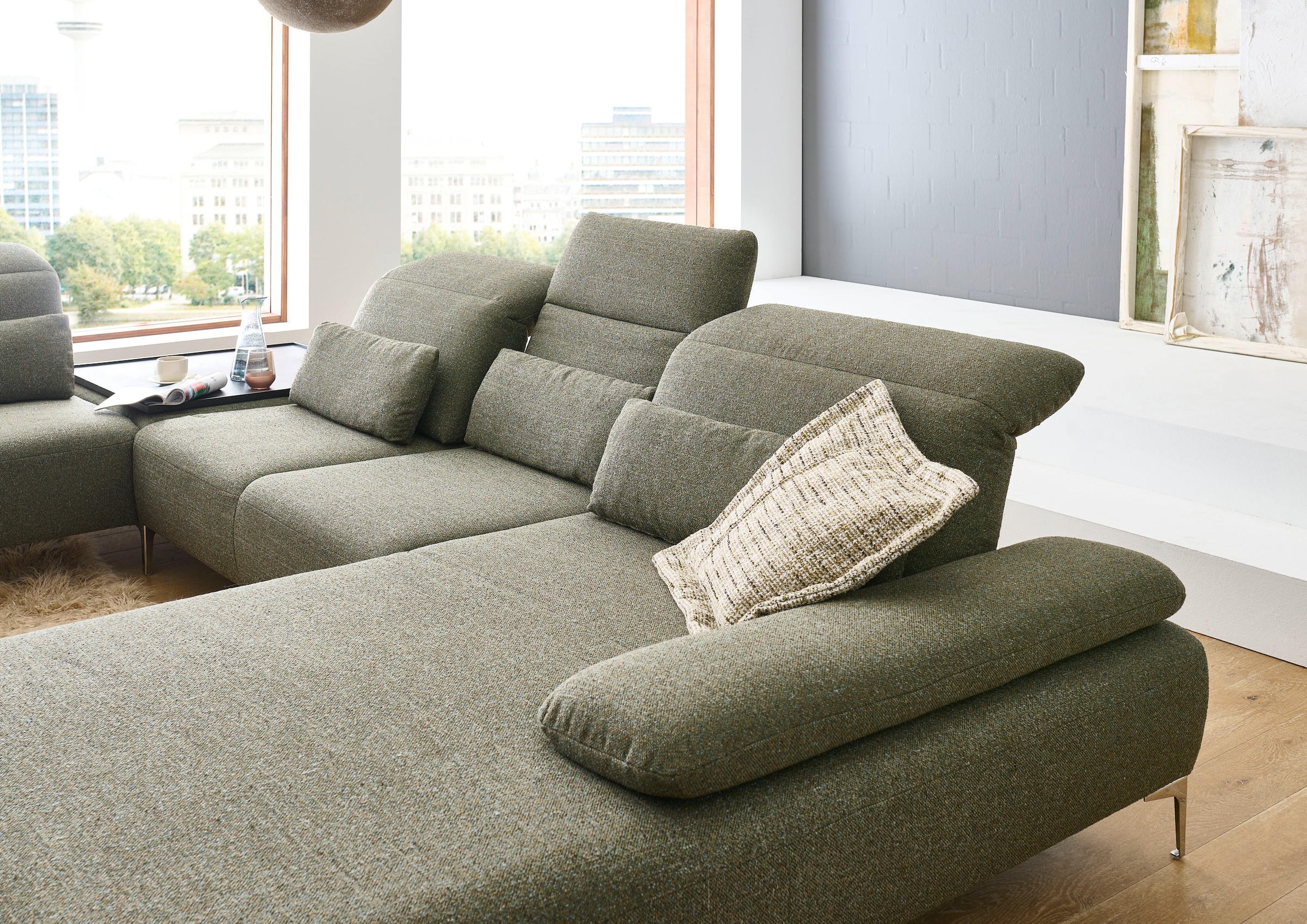 Home affaire Dekokissen »Liora, Nierenkissen XL, Breite 85 cm« passend zur Liora-Serie, extra Rückenstütze & optisches Highlight