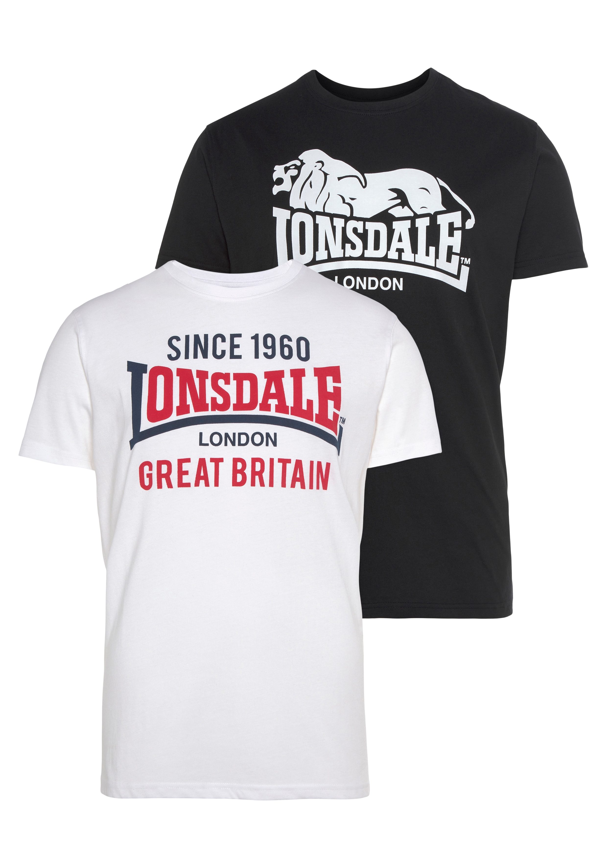 Lonsdale T-Shirt "COLLESSIE" Packung, 2 Stk. im Doppelpack, mit Rundhalsausschnitt, Kurzarm-Design
