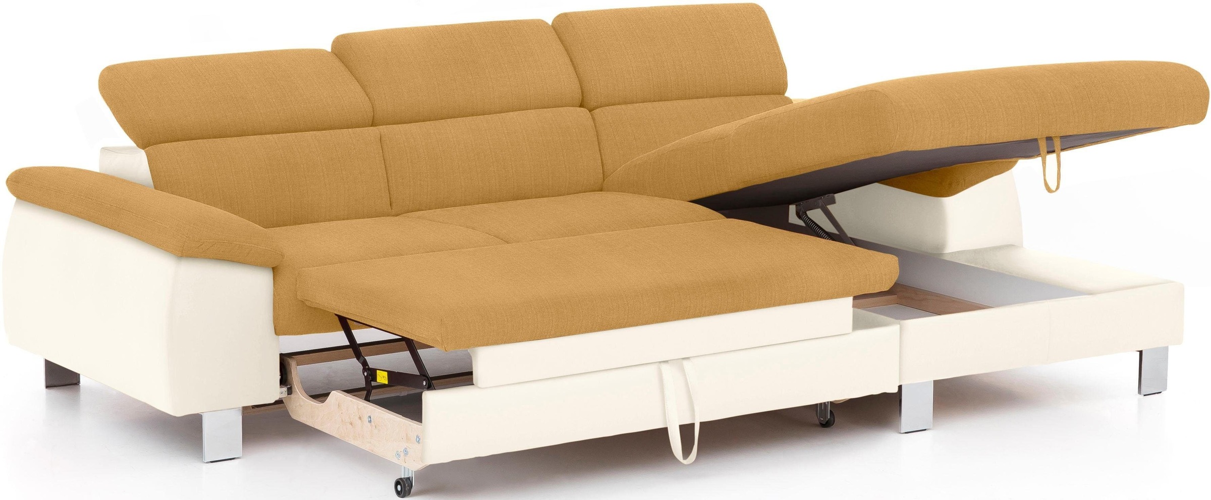 Thumbnail - COTTA Polstergarnitur "Komaris L-Form", (Set), Set bestehend aus: Ecksofa mit Kopfteilverstellung & Hocker