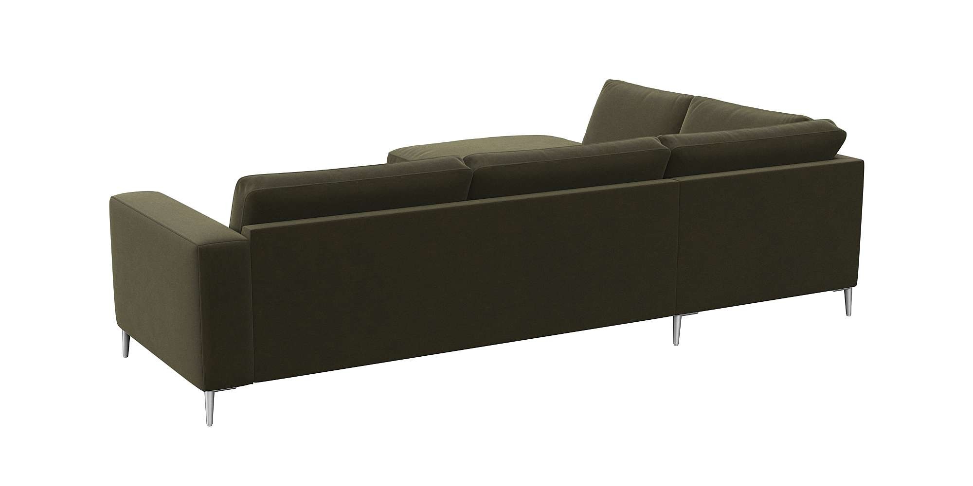Ecksofa FLEXLUX "Fiore, super Sitzkomfort durch Kaltschaum im Sitz, L-Form", grün (moss grün), B:273cm H:85cm T:225cm, 100% Polyester, Sofas, Ecksofa, breite Armlehnen, Füße Alu 5