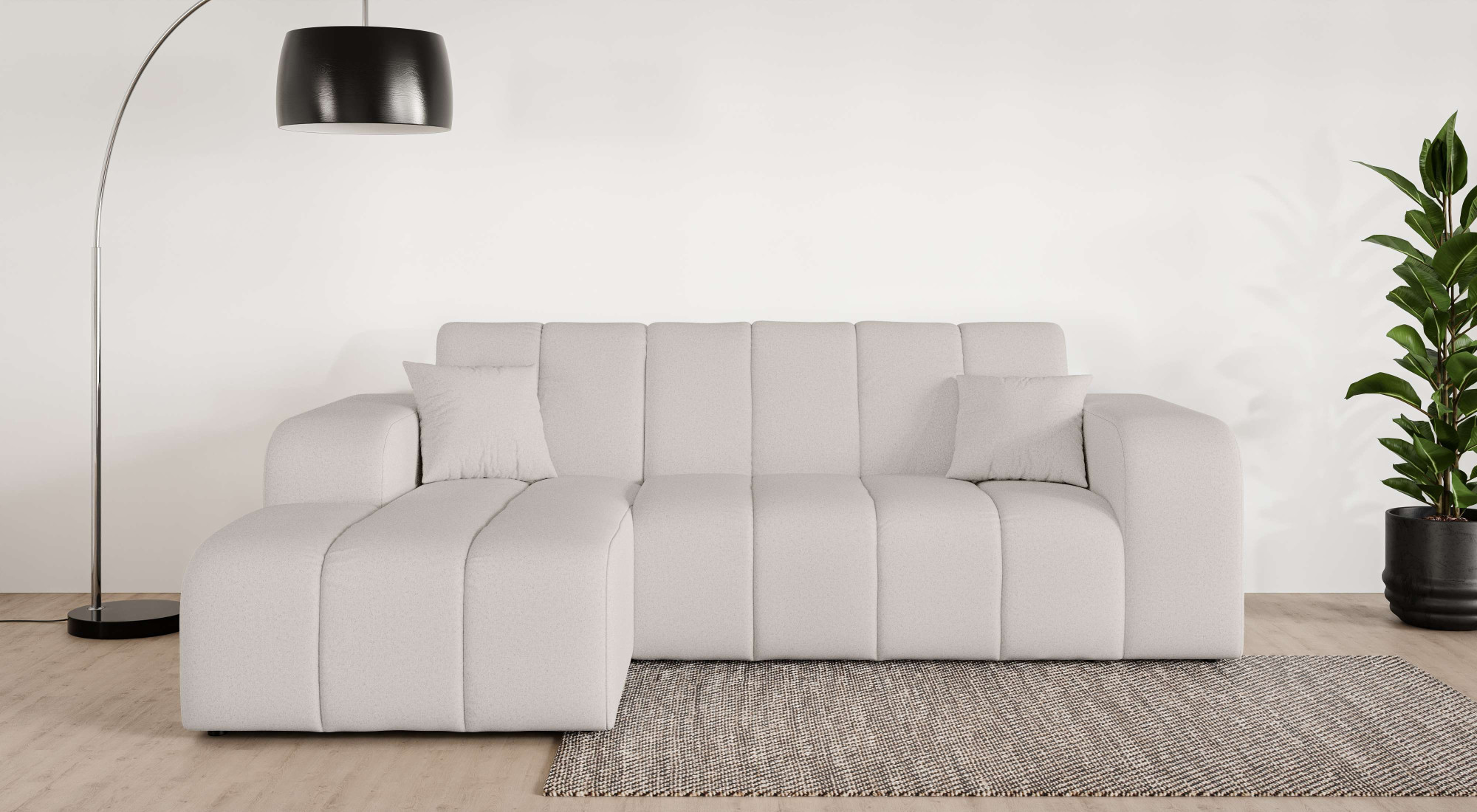 OTTO home Ecksofa "CASSY L-Form, Schlafsofa mit Bettkasten, Maße B/T/H: 245/165/88 cm" mit 2 Rückenkissen, Recamiere rechts oder links bestellbar