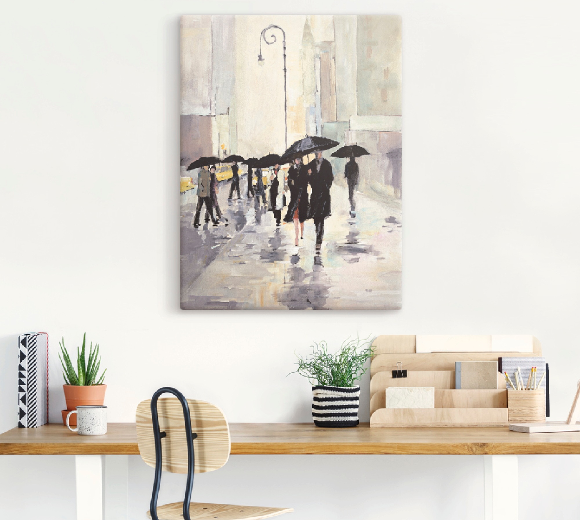 Artland Wandbild "Stadt im Regen" Gruppen & Familien 1 Stk. tlg. als Leinwa günstig online kaufen