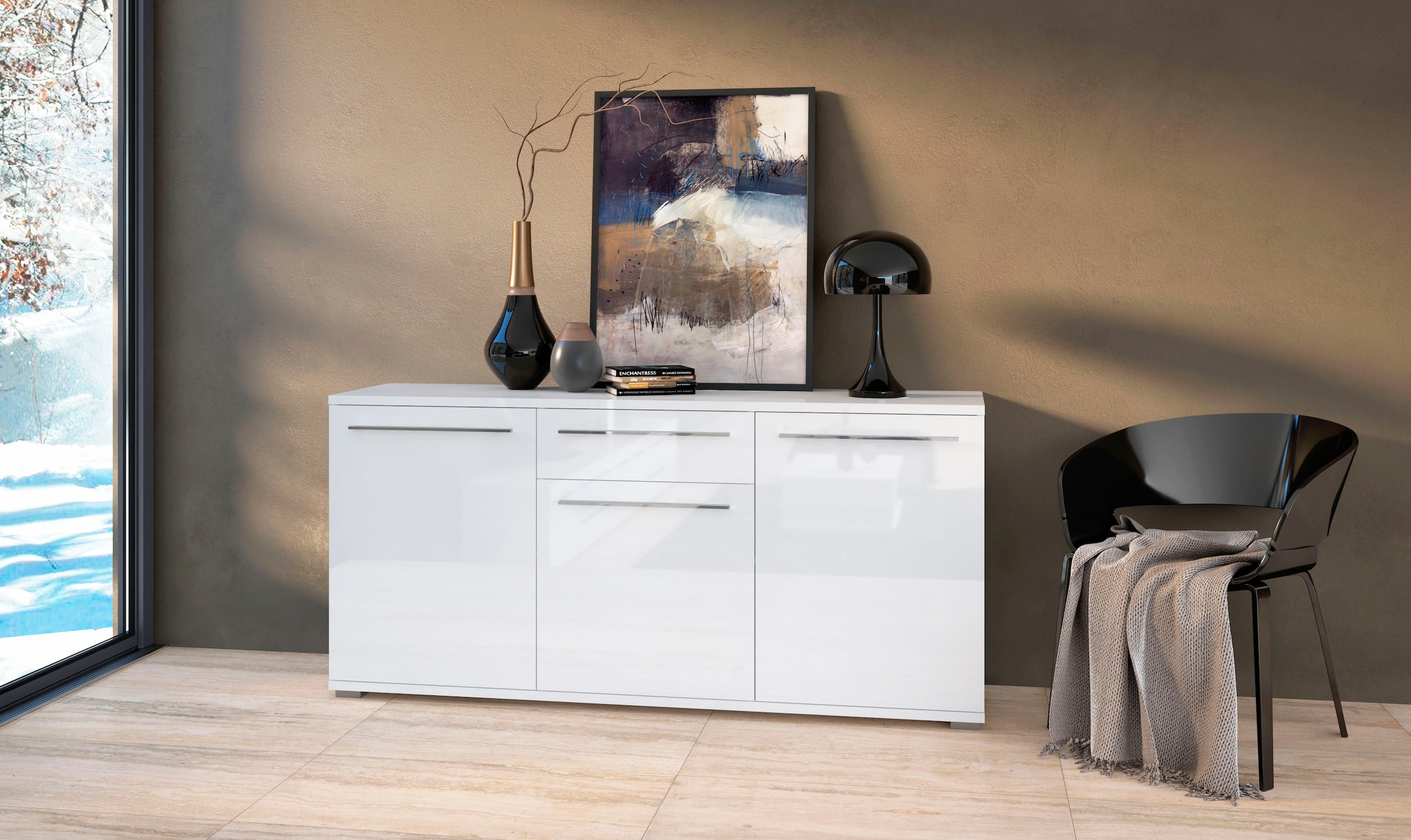 Places of Style Kommode "Piano", (H/B/T): 84,6/150/45,2cm), UV lackiert, So günstig online kaufen