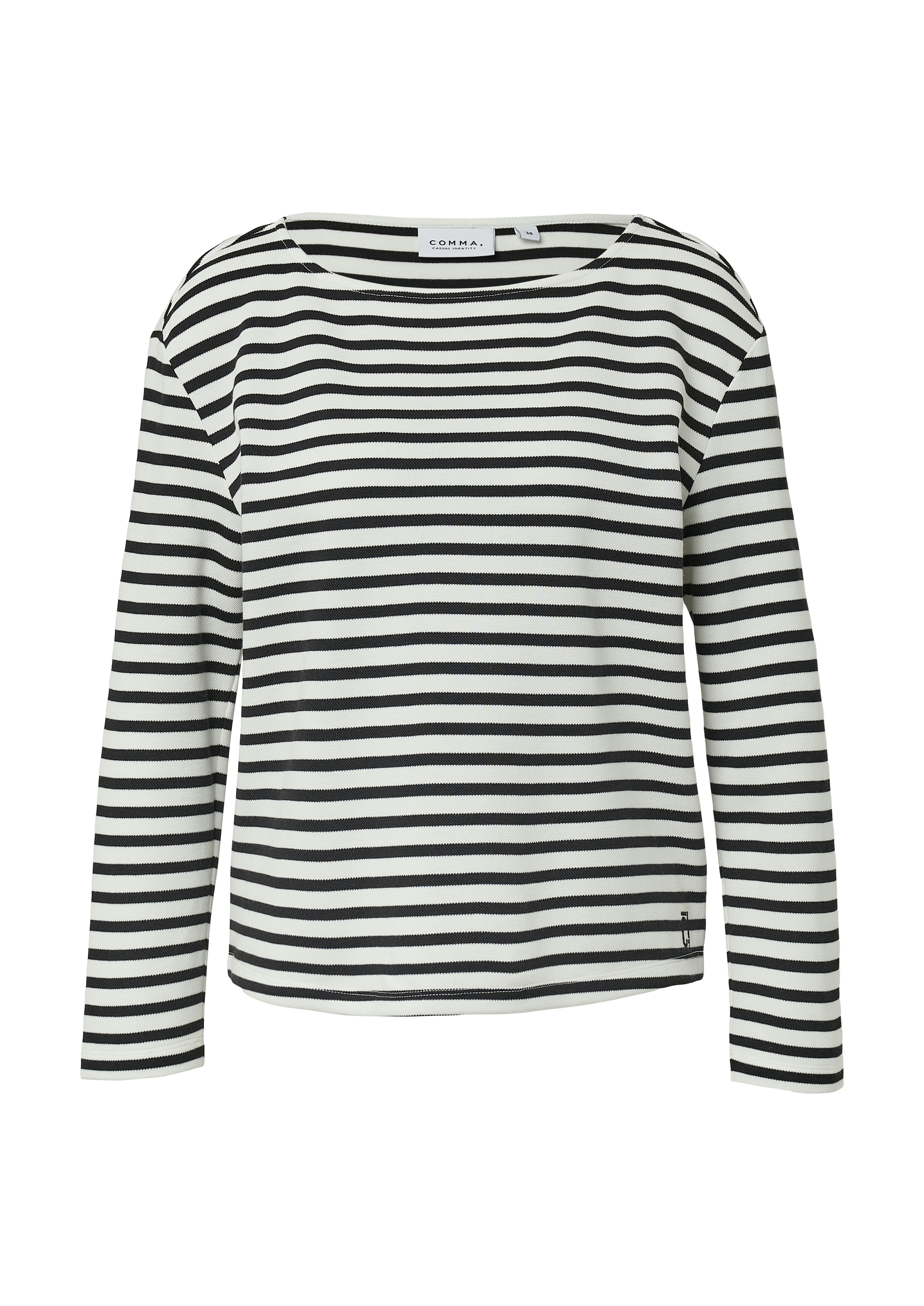 comma casual identity Sweatshirt »zeitloses Design mit modernem U-Boot-Ausschnitt«, gestreift, casual, bequem, U-Boot-Ausschnitt, mit Modal
