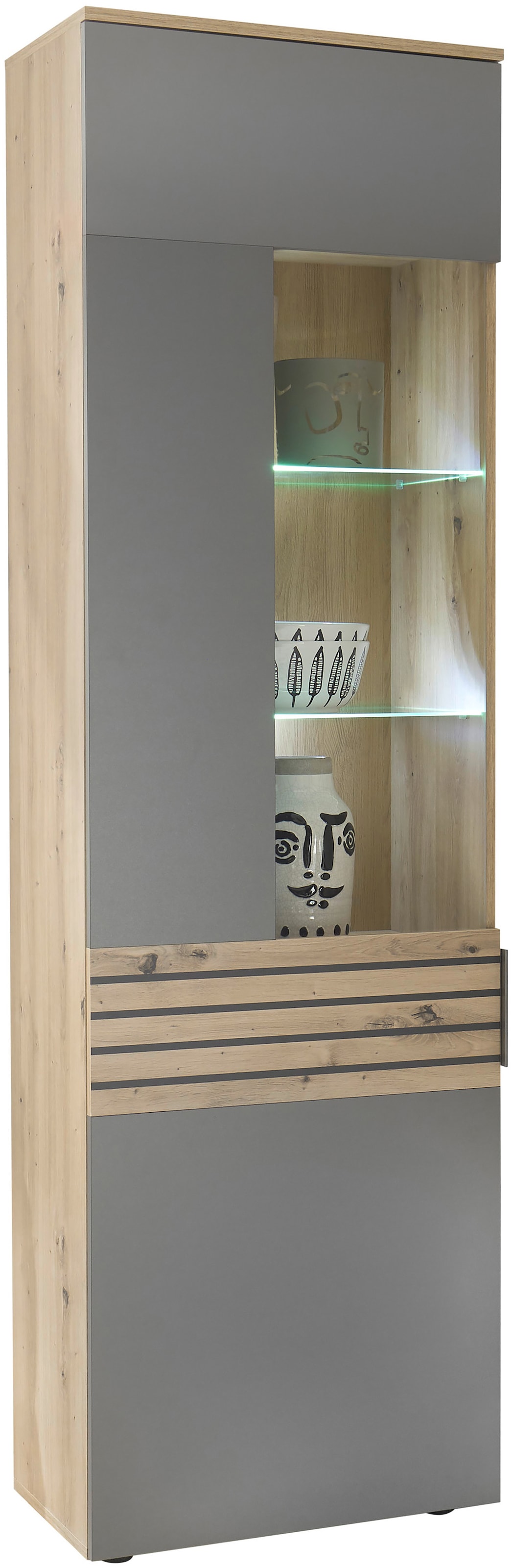 HBZ Vitrine »BZ 5110«, (1 St.), mit LED-Beleuchtung, Vitrinenschrank wahlweise in grau oder weiß