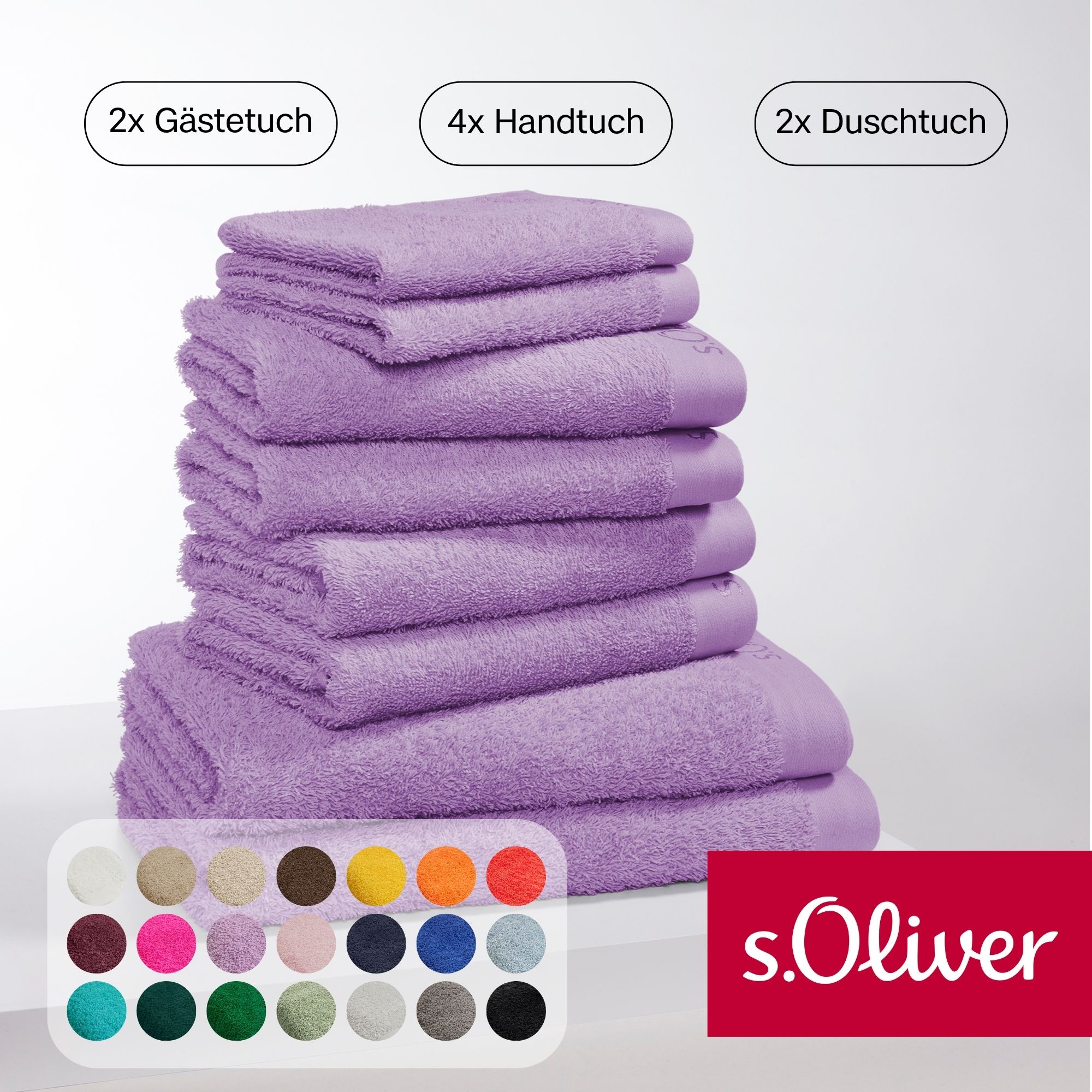 s.Oliver "s.Oliver, Premium Qualität, 600 gr/m²" Set 8 Stk. Walkfrottier 2 Gästetücher 30x50, 4 Handtücher 50x100, 2 Duschtücher 70x140