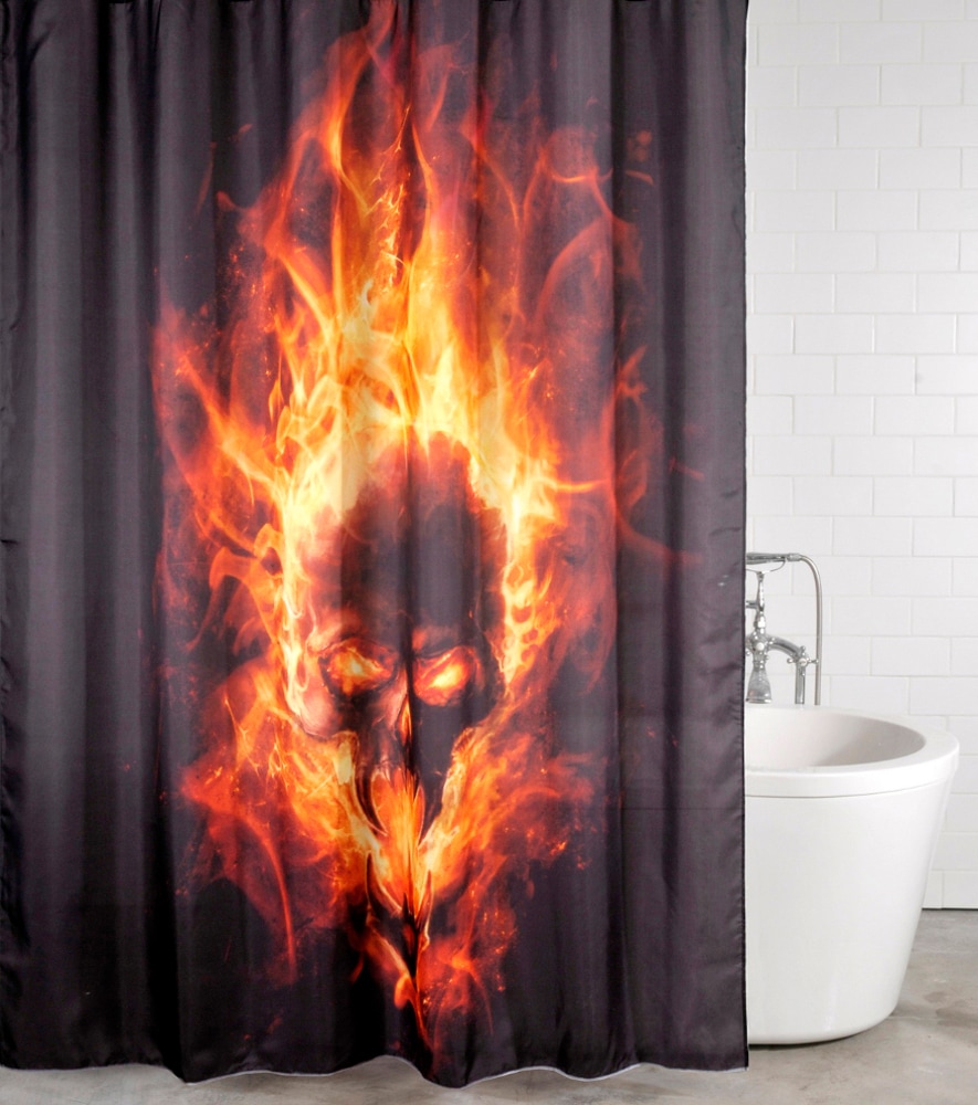 Sanilo Duschvorhang »Totenkopf in Flammen«, Höhe 200 cm
