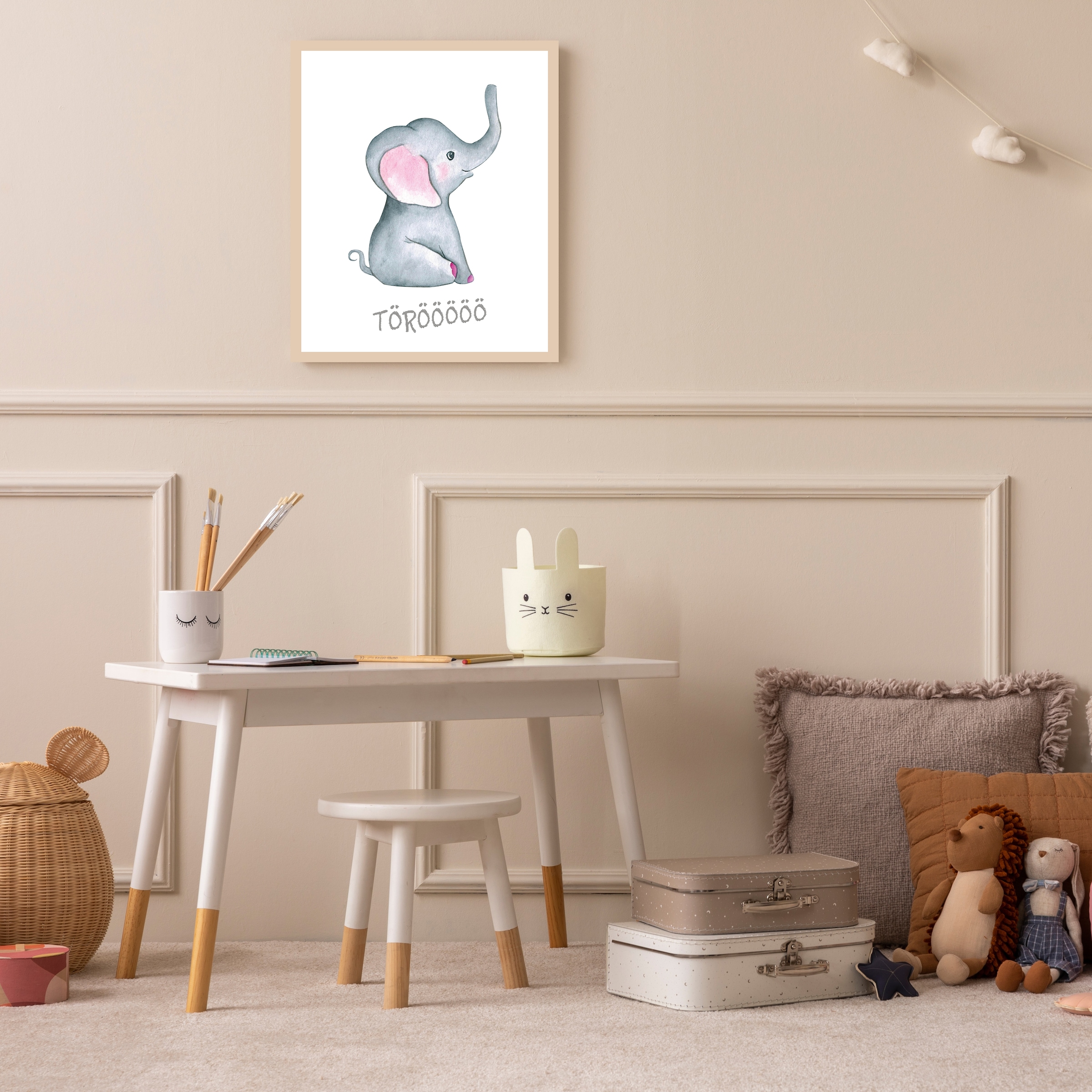 Lüttenhütt Bild mit Rahmen "oder Poster, Elefant mit Spruch" Elefant Elefanten Bilder Elephant Fantasy Tiere 1 Stk. tlg. HD Premium Druck