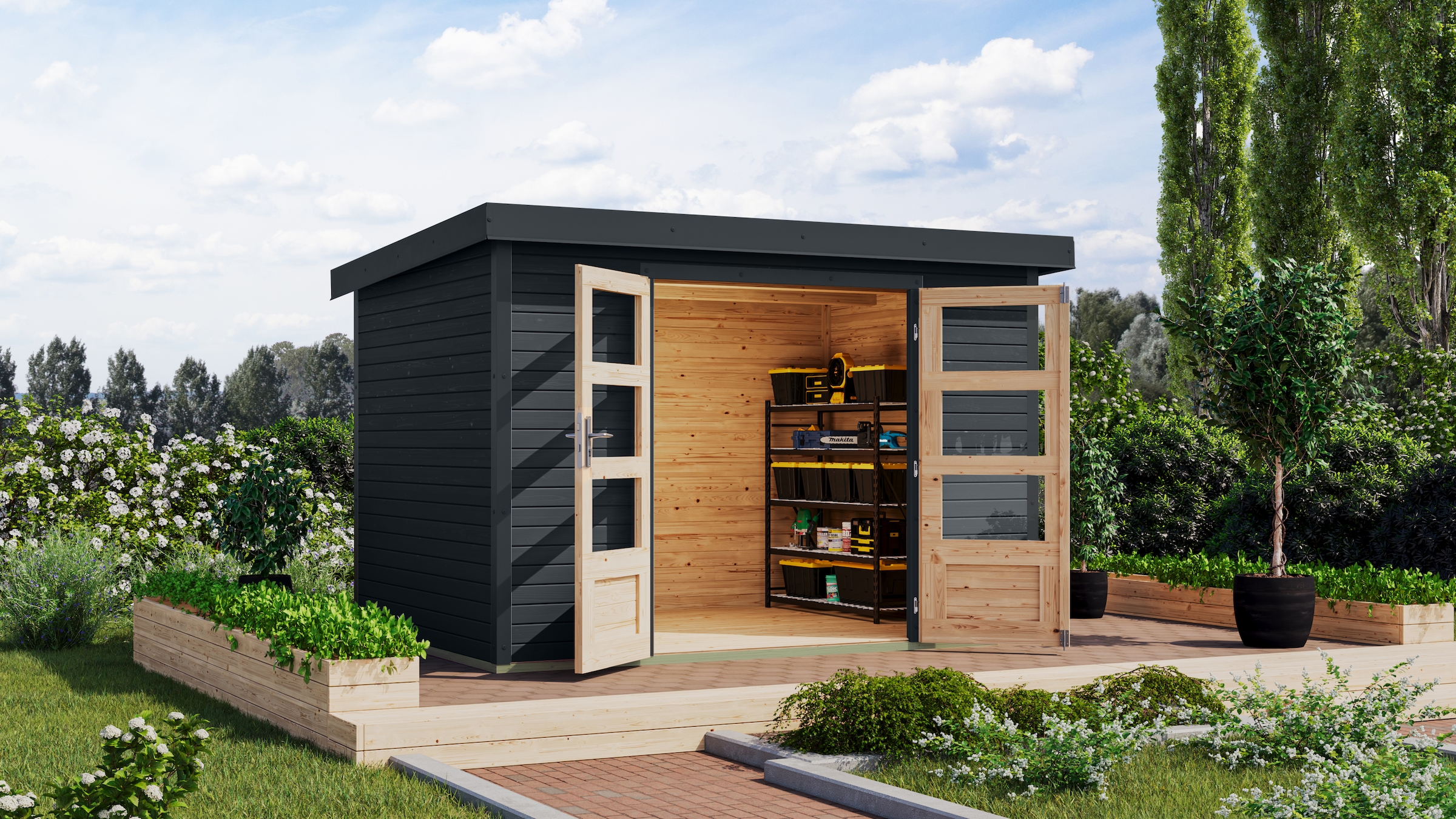 Karibu Gartenhaus "Jupiter 4 C", in verschiedenen Farben günstig online kaufen