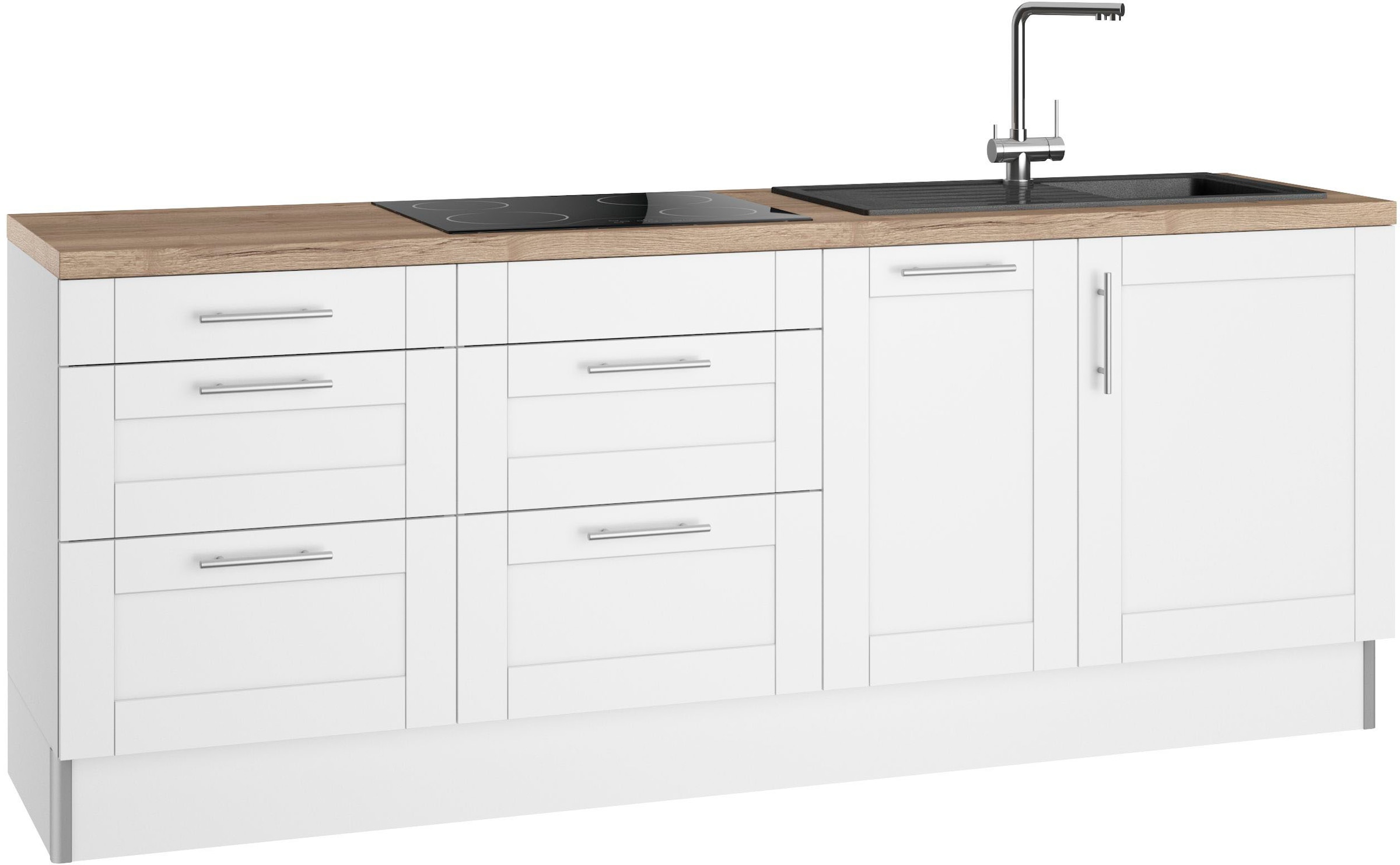 KOCHSTATION Küche »KS-Ahus«, Breite 225 cm, wahlw. Mit E-Geräten, Soft Close Funktion, MDF Fronten