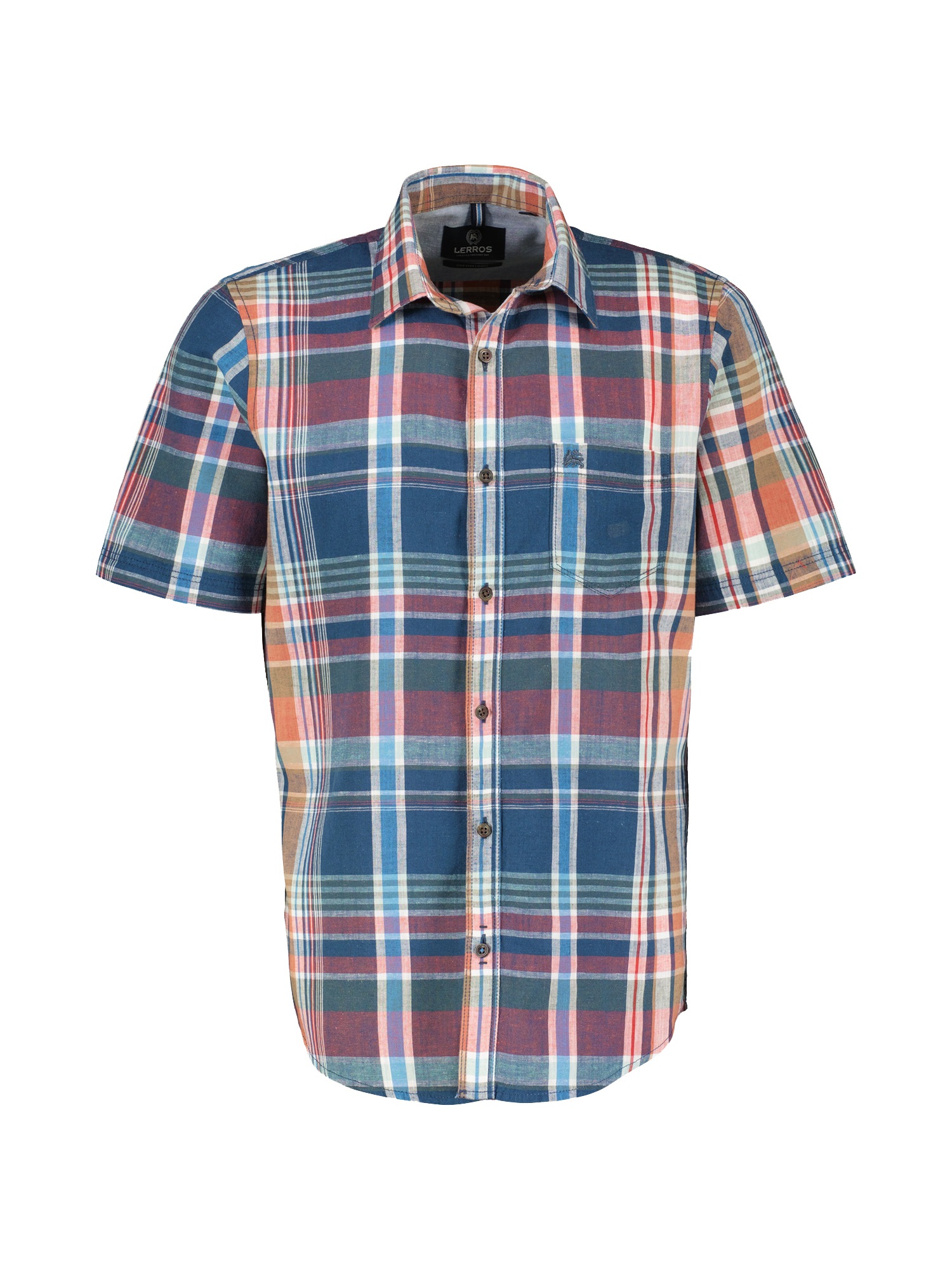 LERROS Kurzarmhemd "Karohemd für Herren in sommerlichem Baumwoll-Leinen-Mix günstig online kaufen