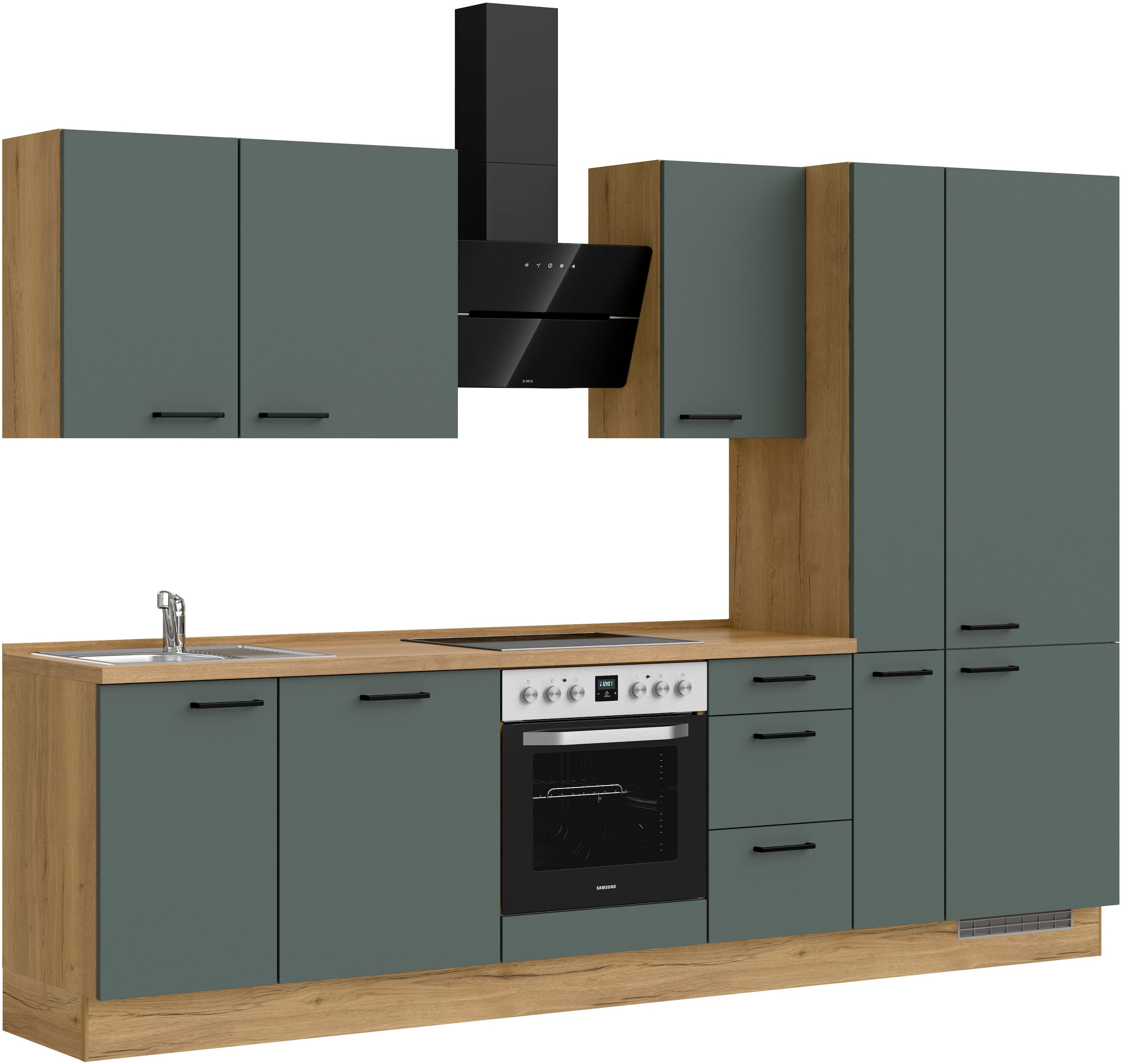 nobilia® Küchenzeile »"Easytouch II"« vormontiert, Ausrichtung wählbar, Breite 300 cm, wahlw. mit E-Geräten