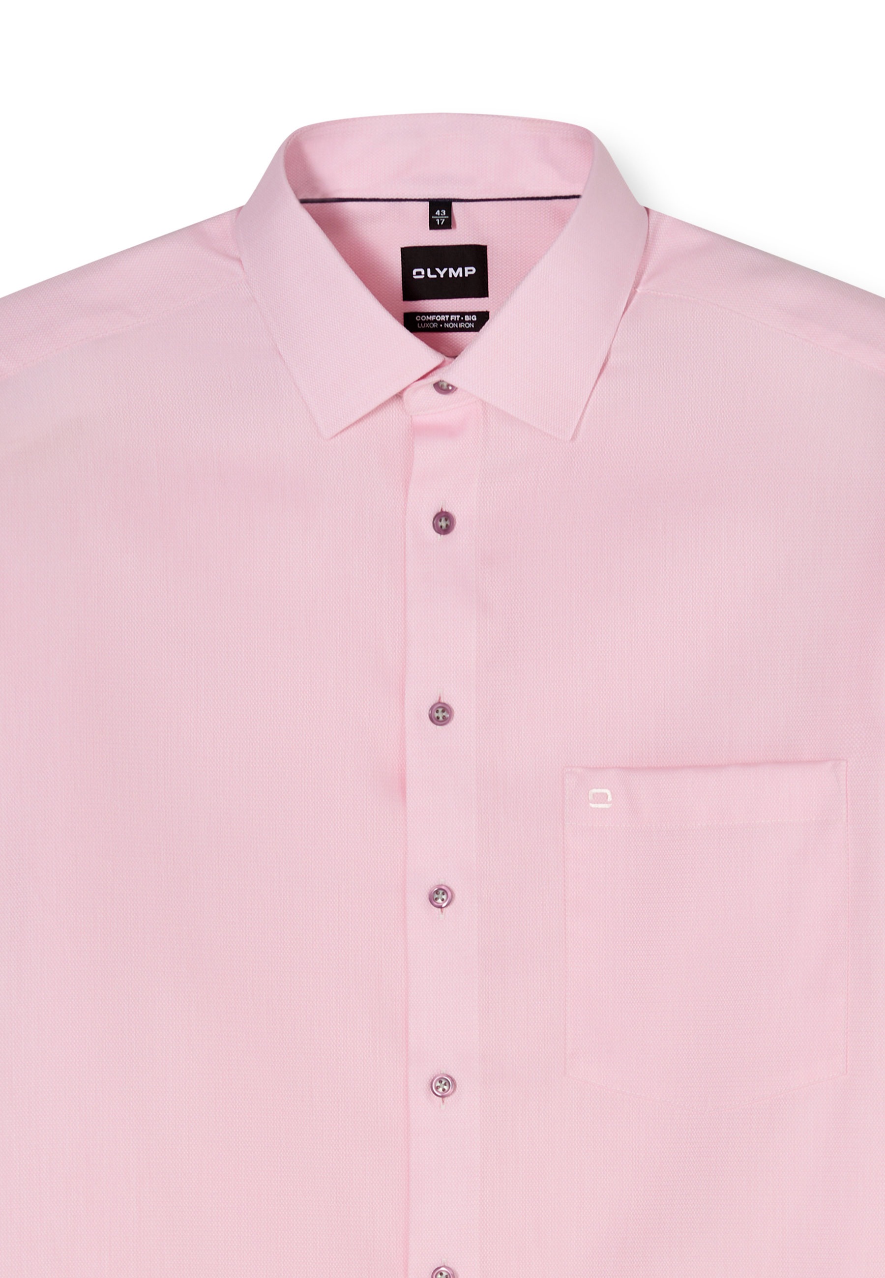 Businesshemd OLYMP "OLYMP Luxor, comfort fit - big, New Kent", Herren, Gr. 53, Normaler Arm, hellrosé, 100% Baumwolle, Hemden 2