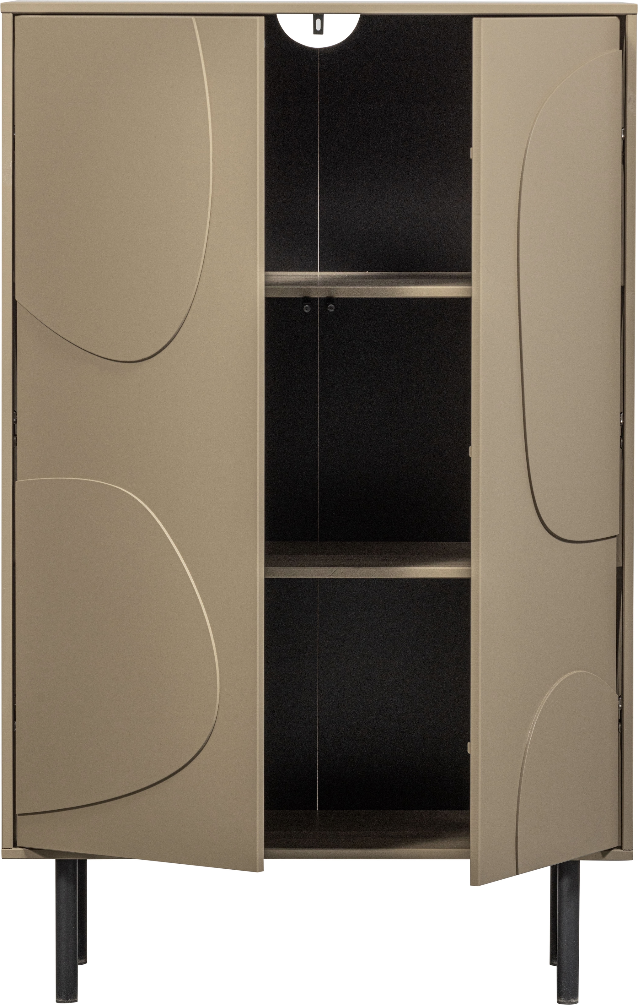 WOOOD Highboard »Cadiz Midi-Schrank«, Hochkommode mit verspielt verzierten Türen, Breite 85 cm/Höhe 135 cm