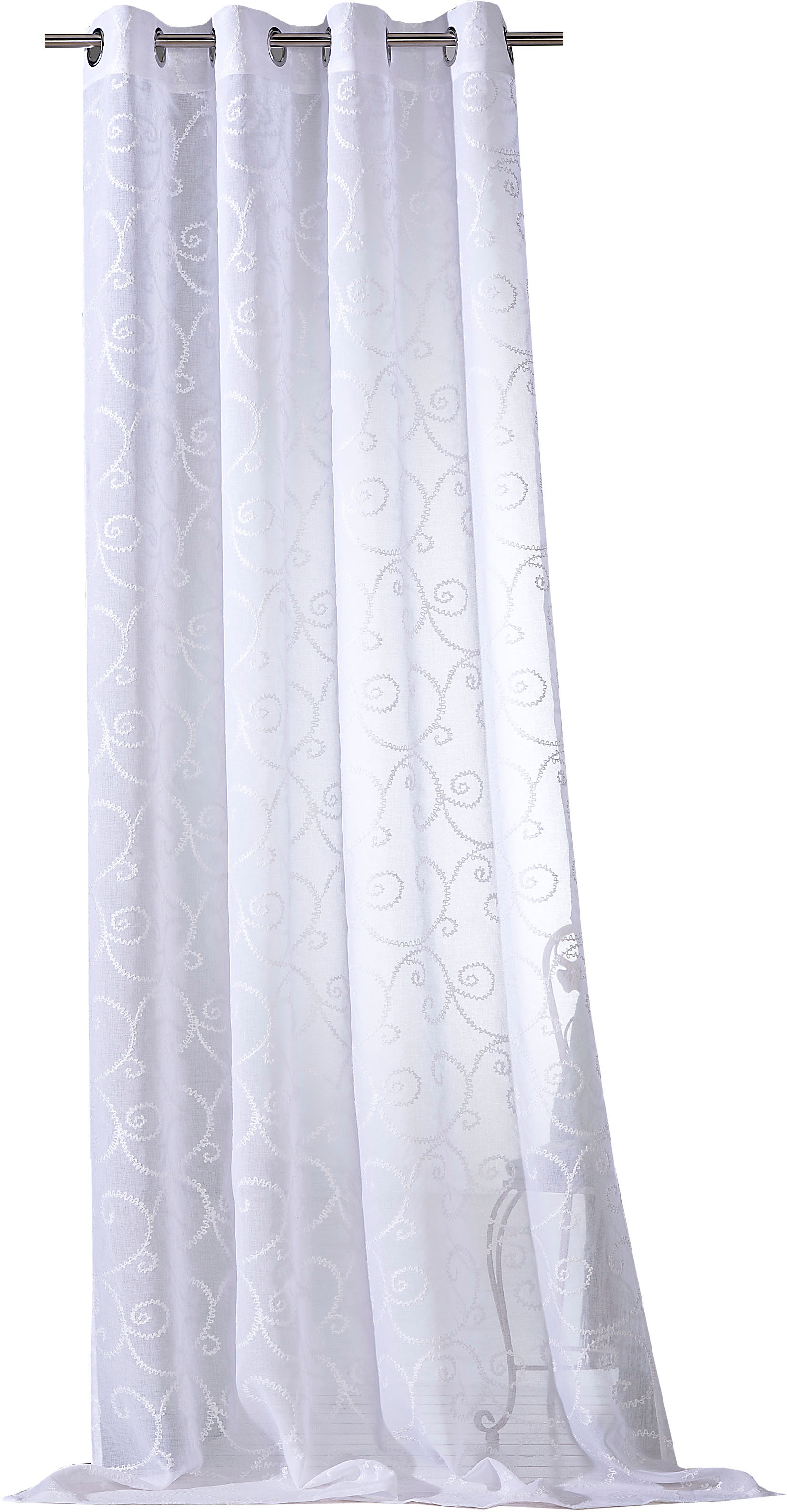 Weckbrodt Vorhang "Romance" Ösen 1 Stk. tlg. echte Stickerei, halbtranspare günstig online kaufen