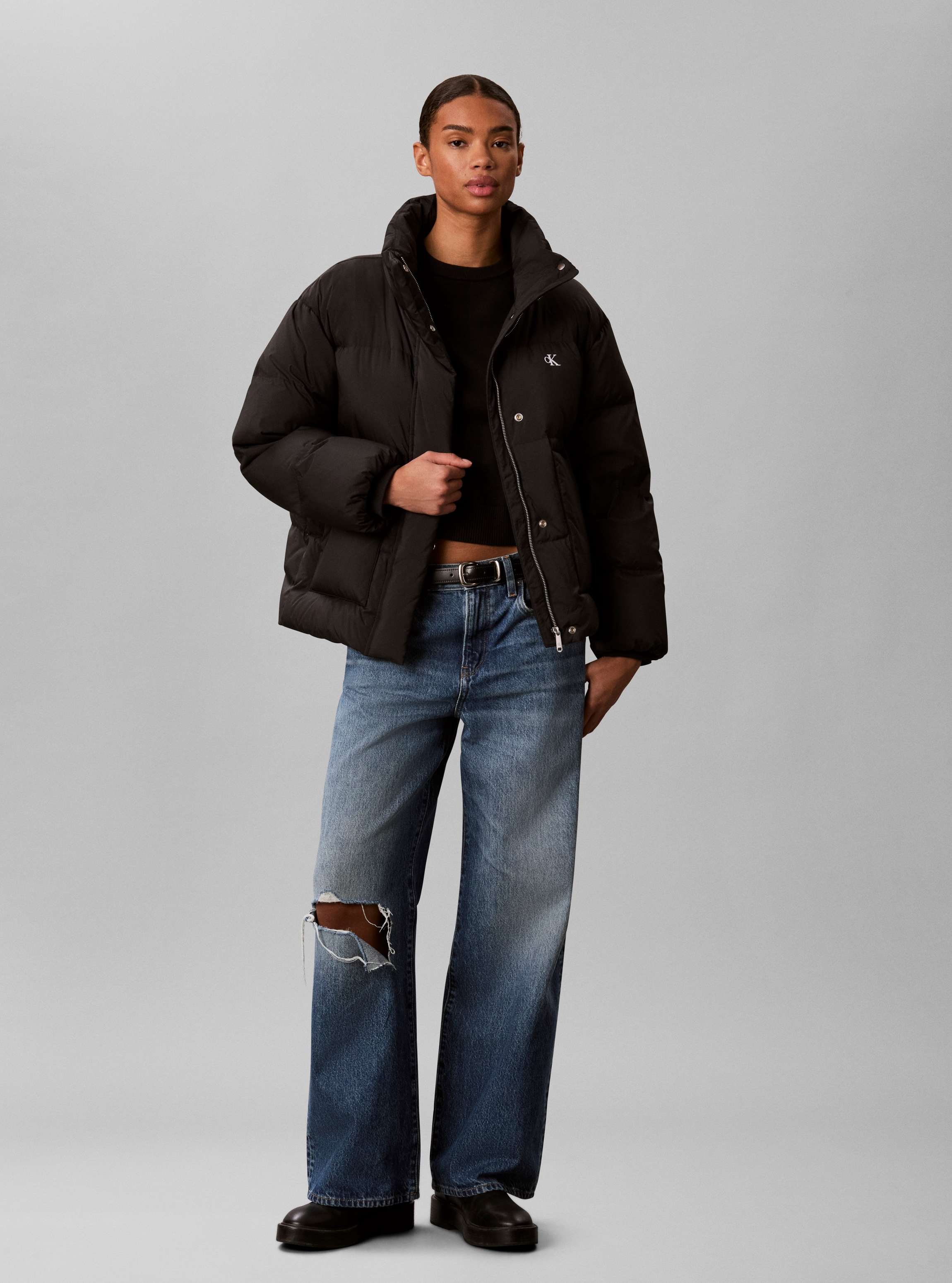 Calvin Klein Jeans Steppjacke »RELAXED STAND COLLAR DOWN« ohne Kapuze Regular fit mit Stehkragen