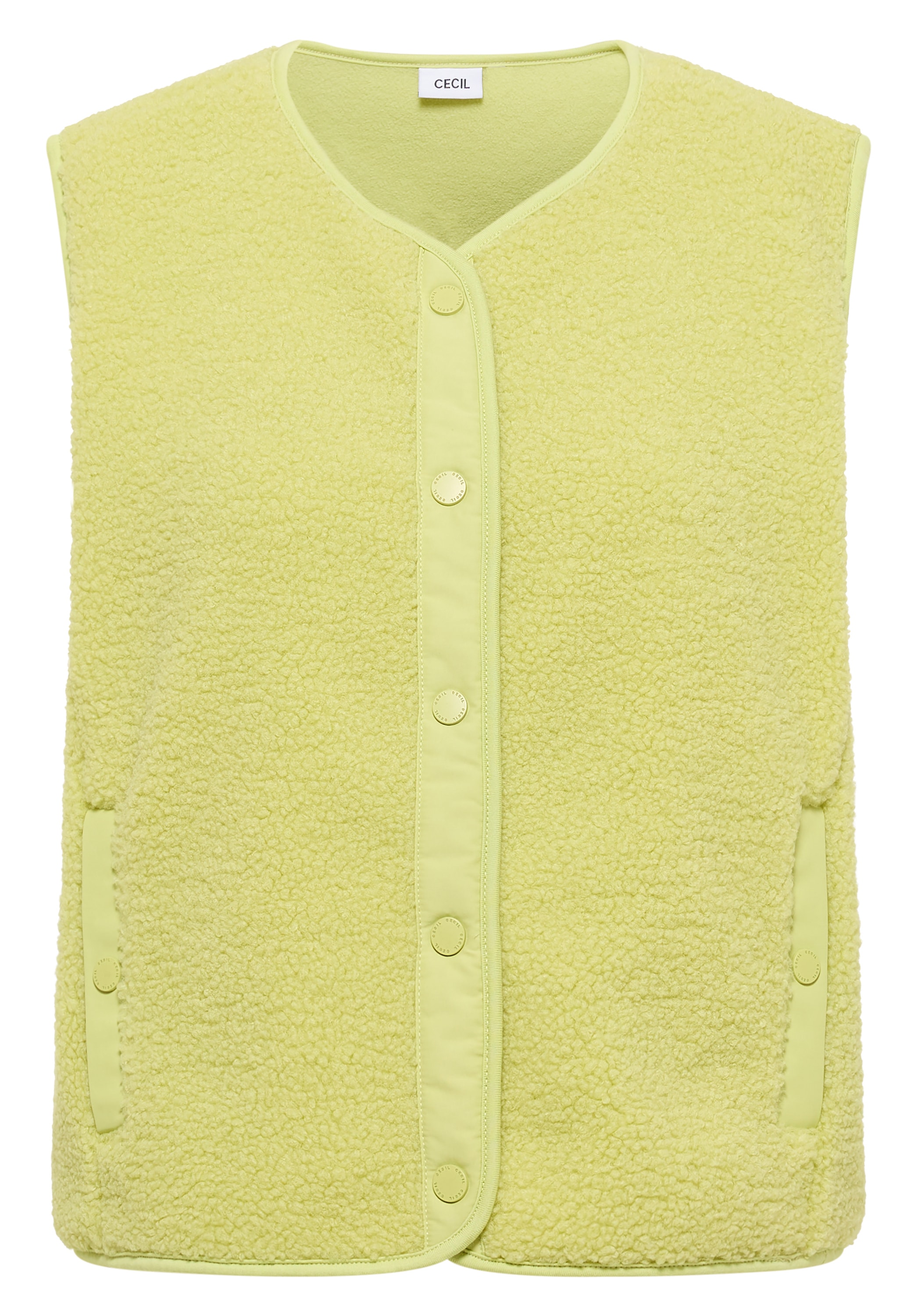 Cecil Plüschweste Softshelldetails, V-Ausschnitt, unifarben
