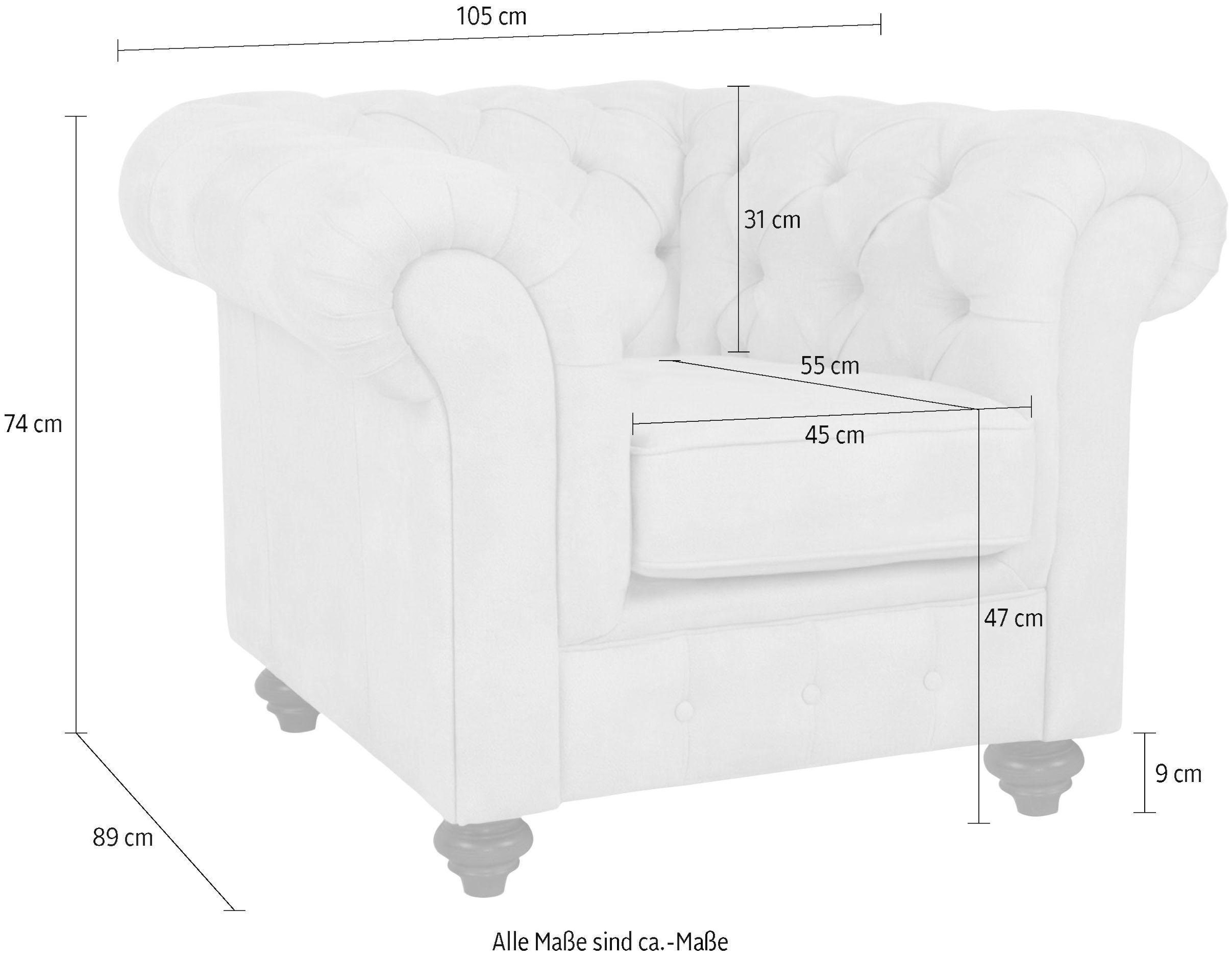 Home affaire Sessel »Duc Chesterfield«, hochwertige Knopfheftung im Rücken, Samtoptik mit changierender Optik