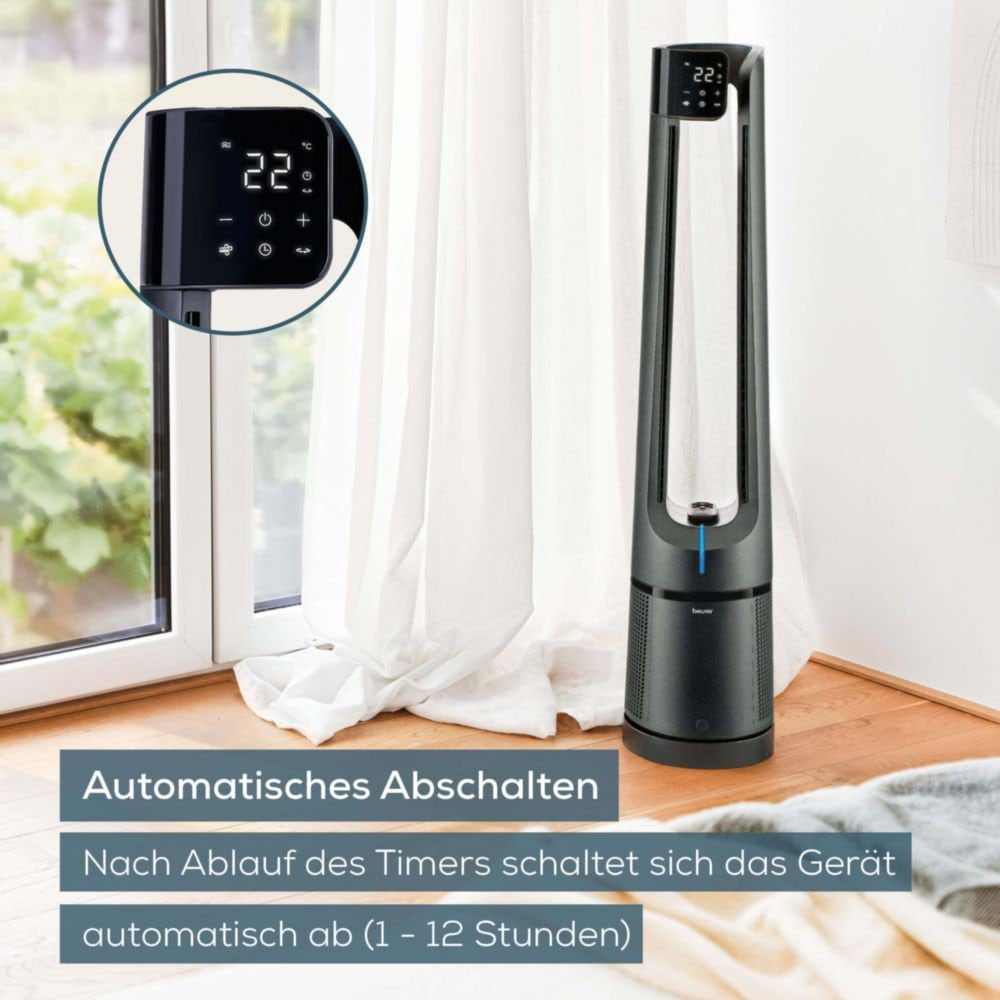 BEURER Ventilatorkombigerät »LV 500, 2-in-1 Luftreiniger & Ventilator für frische, kühle Luft«, Mit 3-schichtigem Filtersystem & kraftvollem Luftstrom, 5 Programme