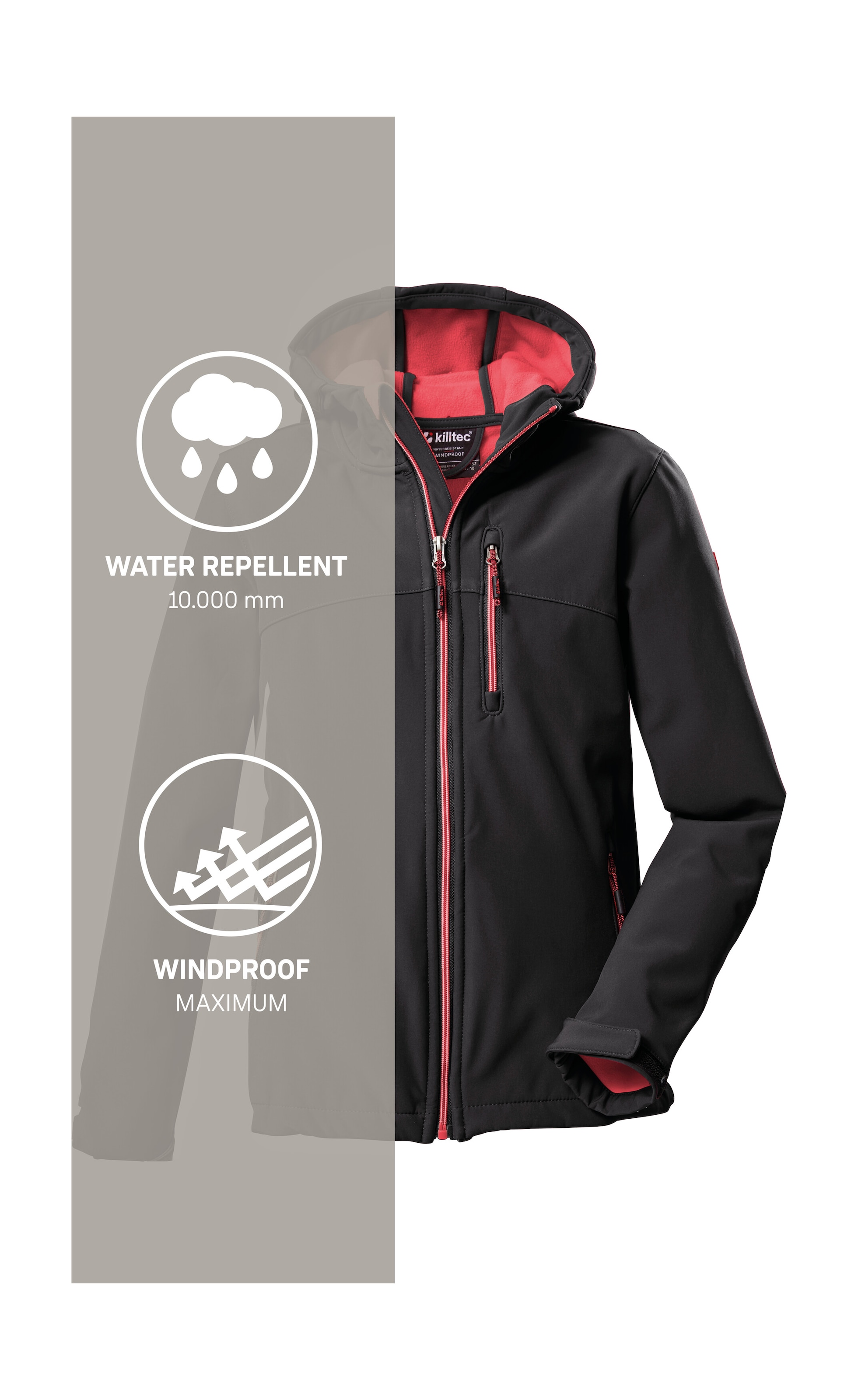 Killtec Softshelljacke »Girls Softshelljacke«, Wasserabweisend, verstellbare Kapuze u Ärmel, Fleece-Innenfutter