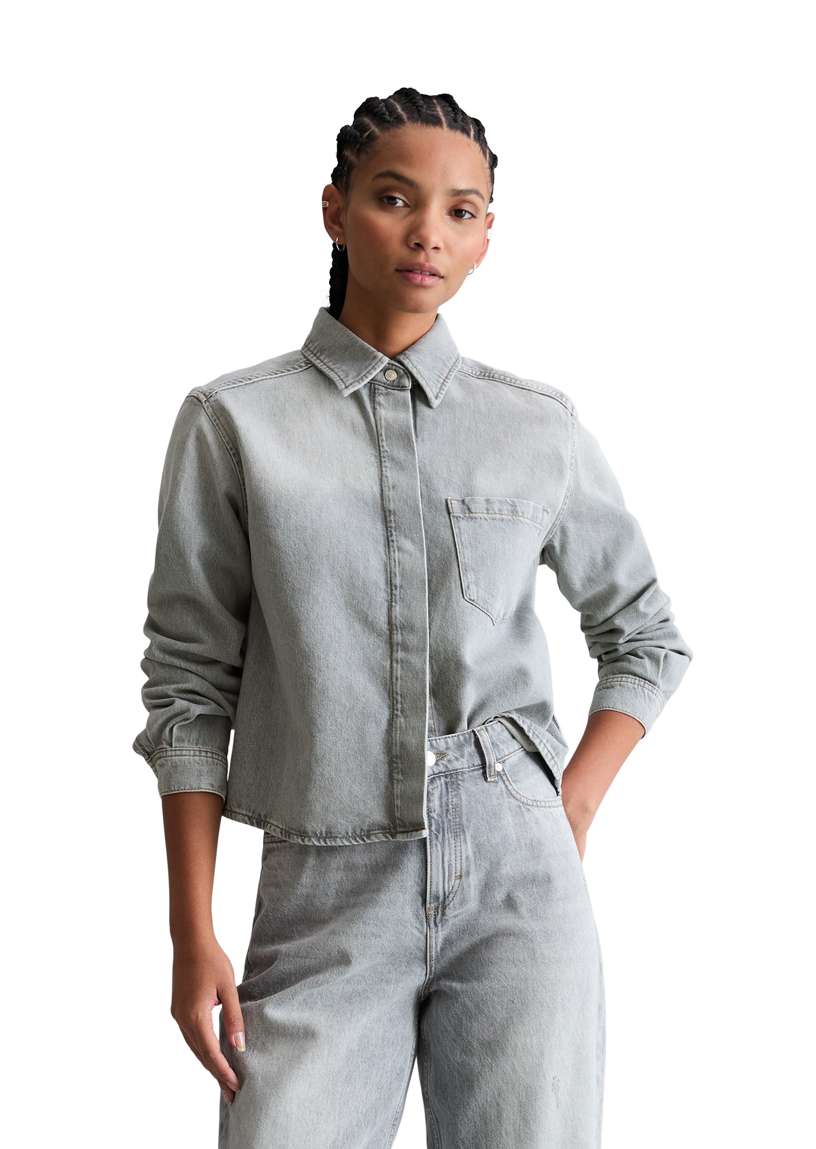 Marc OPolo DENIM Langarmbluse "aus Rigid Denim" günstig online kaufen