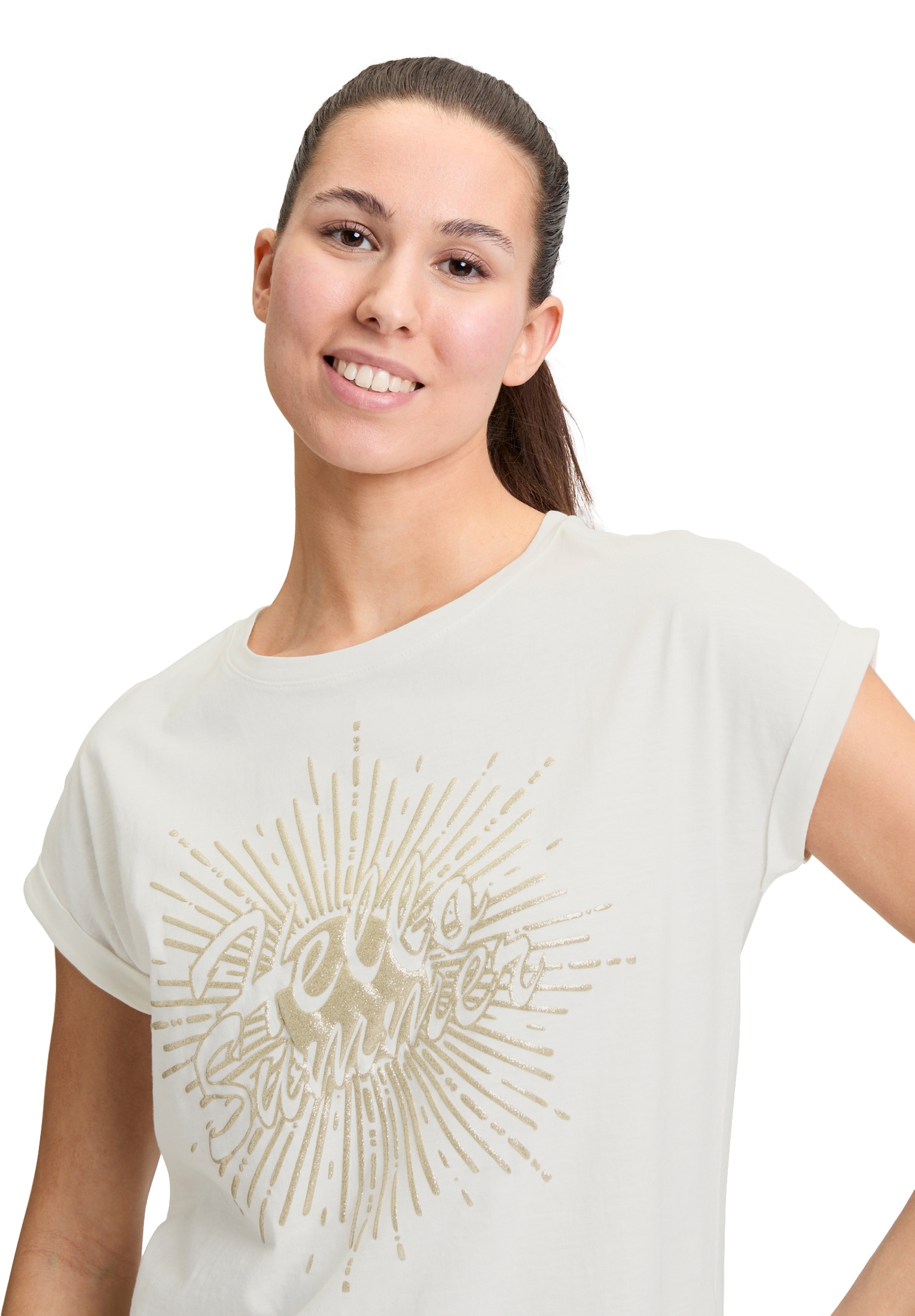 Cartoon Kurzarmshirt »Cartoon Printshirt mit Ärmelaufschlag«, (1 tlg.), Placement