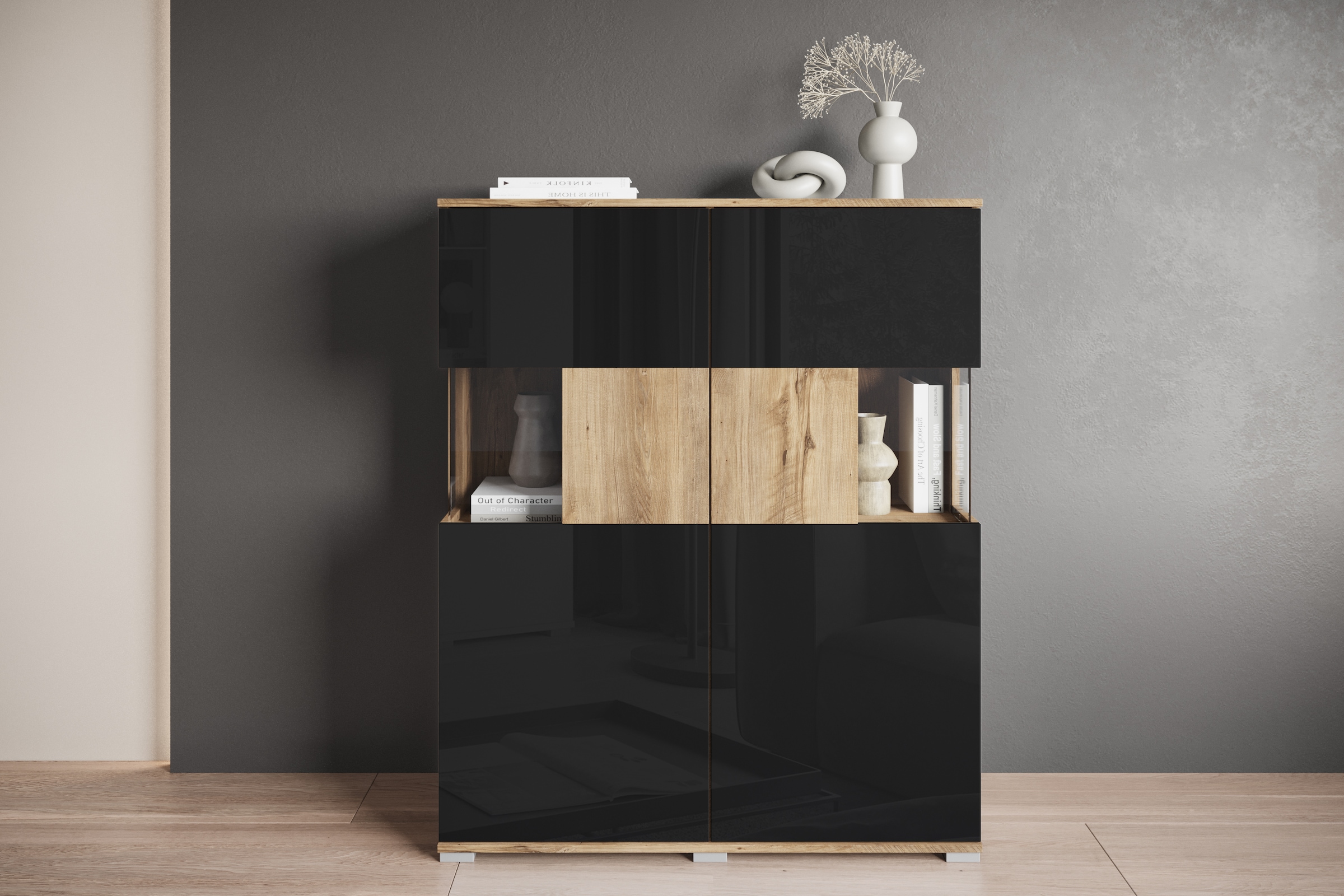 INOSIGN Highboard »Kenia«, Modernes Highboard mit Glastüren, Breite 100 cm