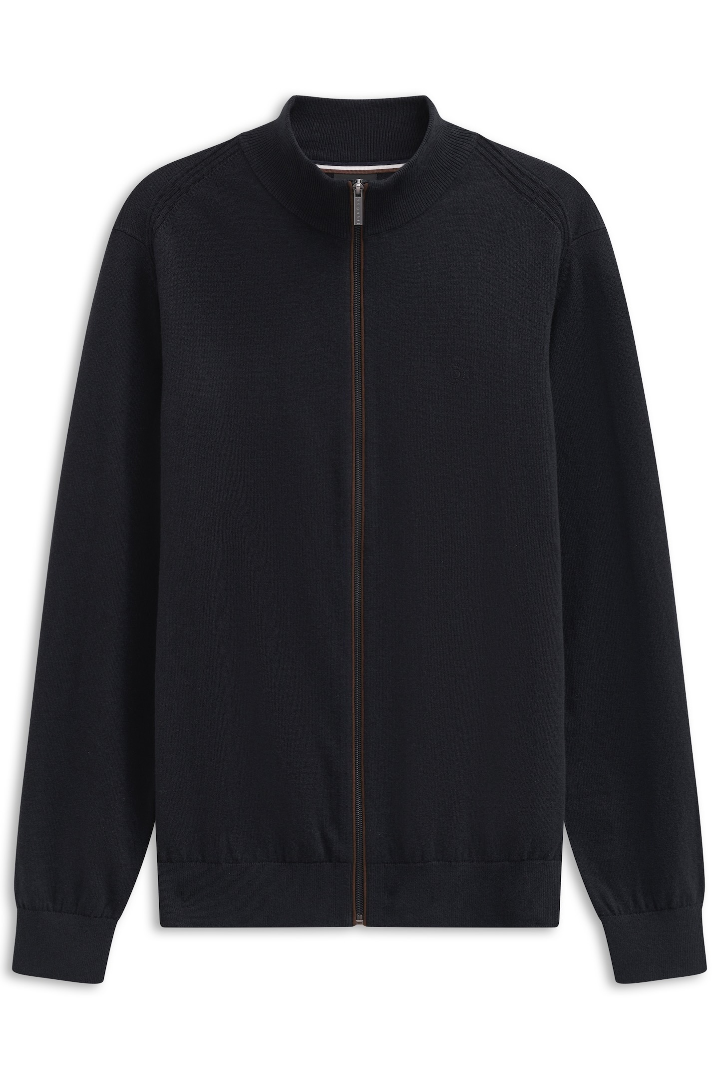 bugatti Strickjacke »Regular Fit«, mit Reißverschluss und Stehkragen