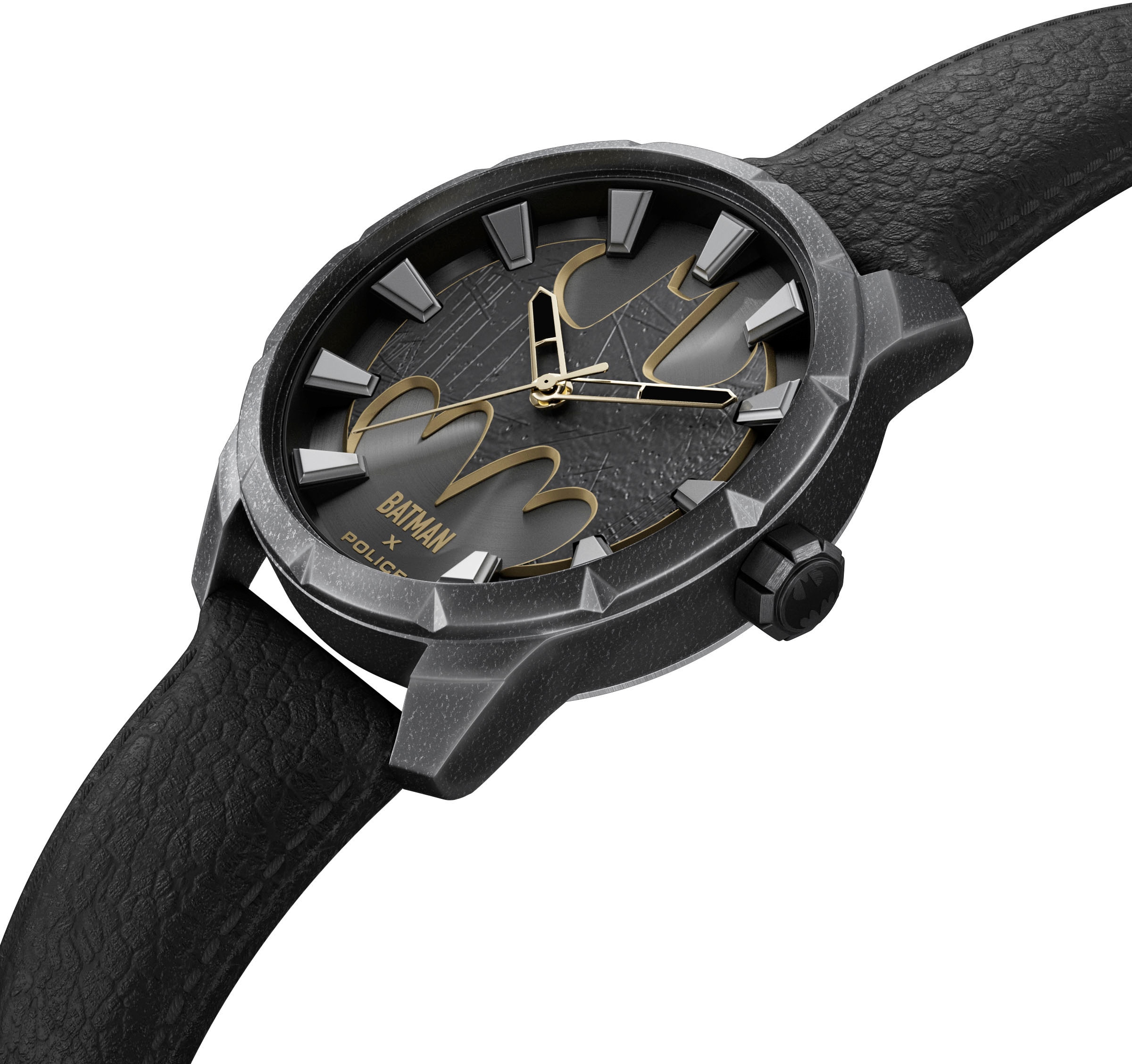 Police Quarzuhr »BATMAN THE BAT«, Armbanduhr, Herrenuhr, Lederarmband, analog