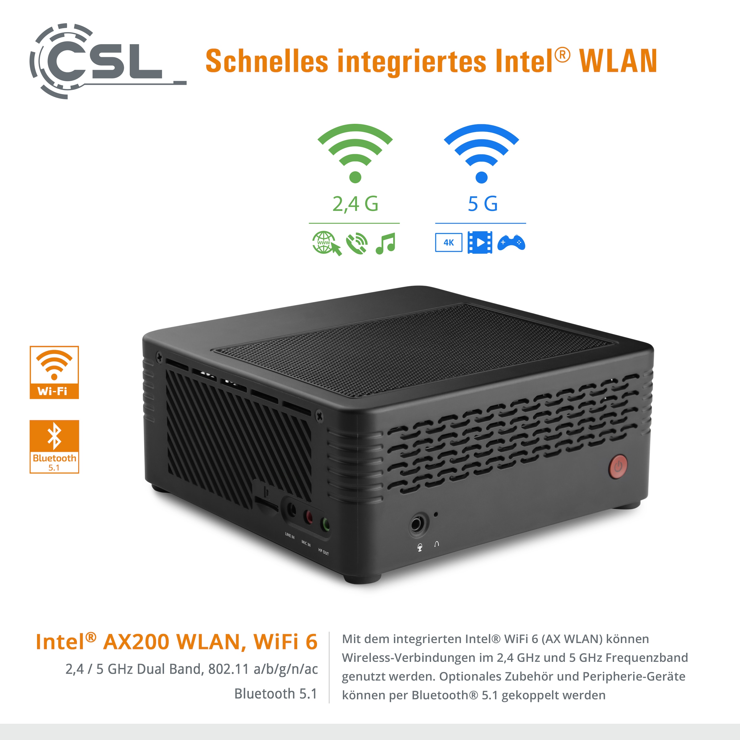 CSL Mini-PC »X300 / 5650GE / 16 GB / 1000 GB SSD«