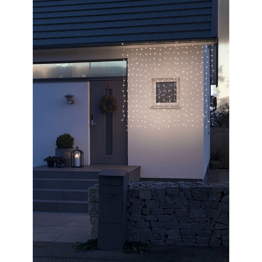 KONSTSMIDE LED-Lichtervorhang »Weihnachtsdeko aussen«, 320 St.-flammig, LED Eisregen Lichtervorhang, gefrostet, 320 warm weiße Dioden