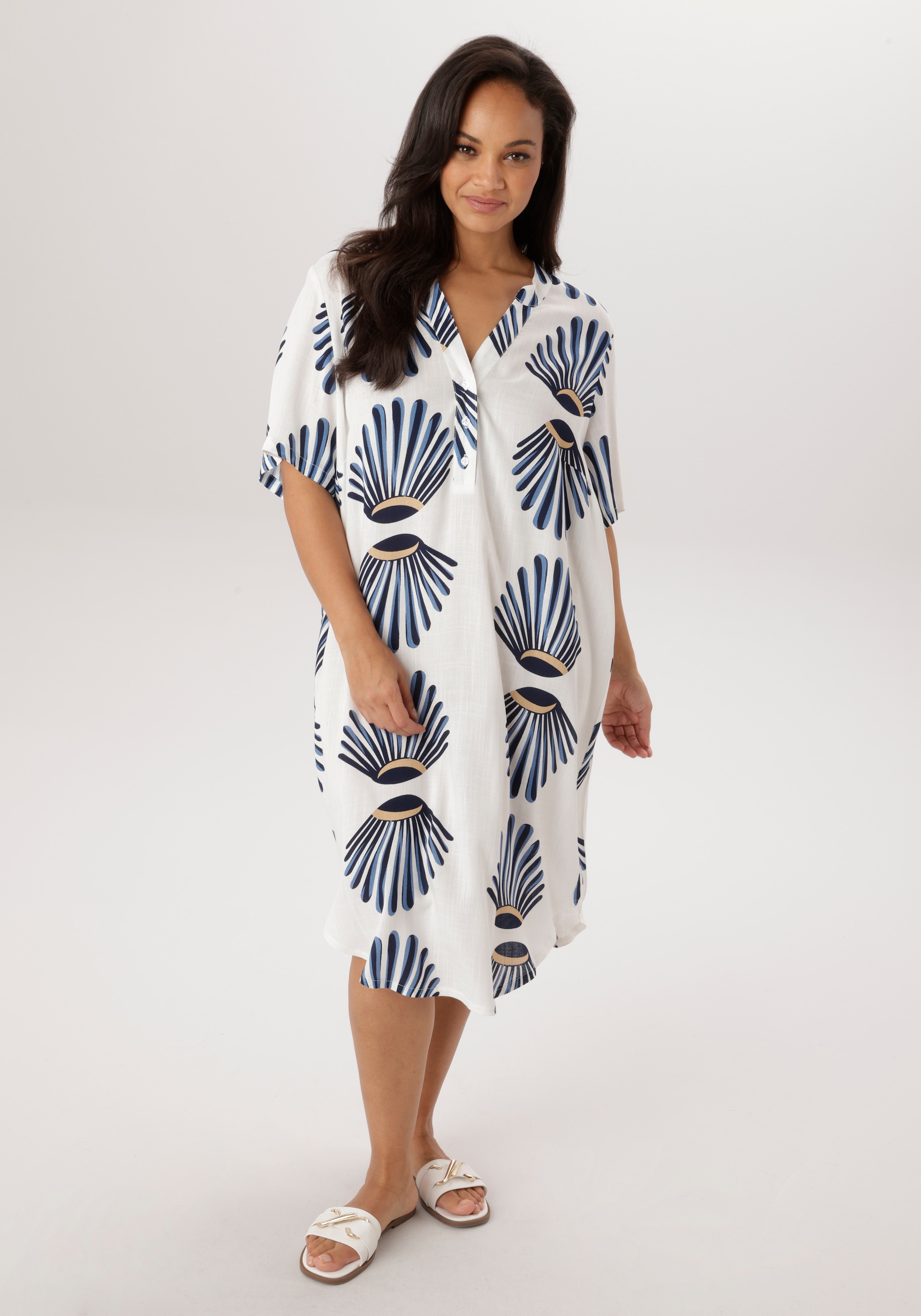 Aniston PLUS Blusenkleid aus weich fallender Viskose in Leinenoptik - NEUE günstig online kaufen