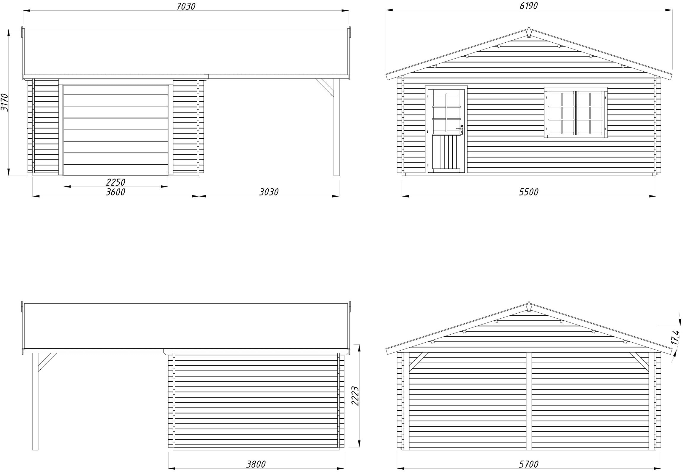 Palmako Garage »Roger, mit Sektionaltor« BxTxH: 703x619x316 cm