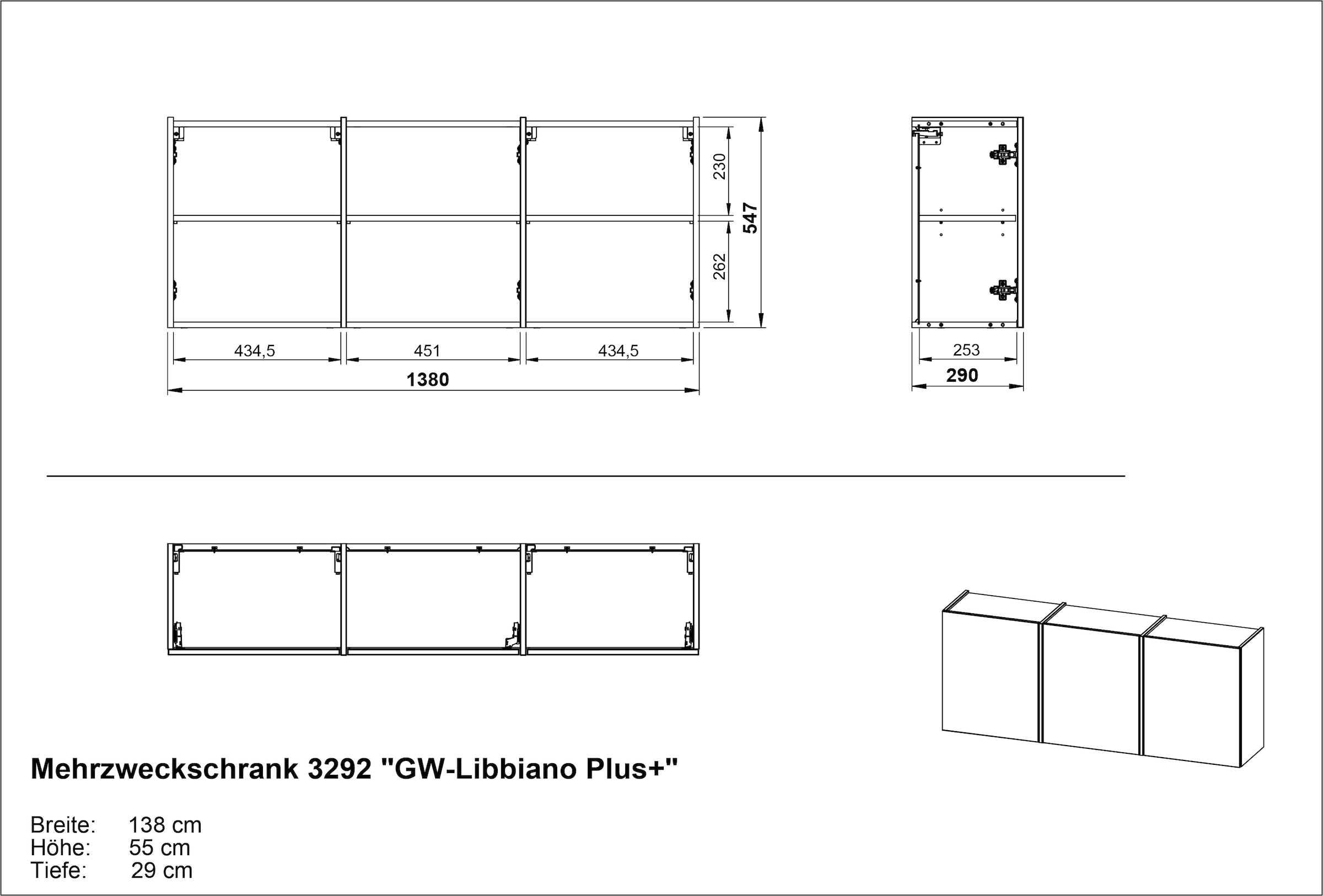 GERMANIA Mehrzweckschrank »GW-Libbiano Plus« 1 Stk. tlg. griffloses Design mit Balkonoptik
