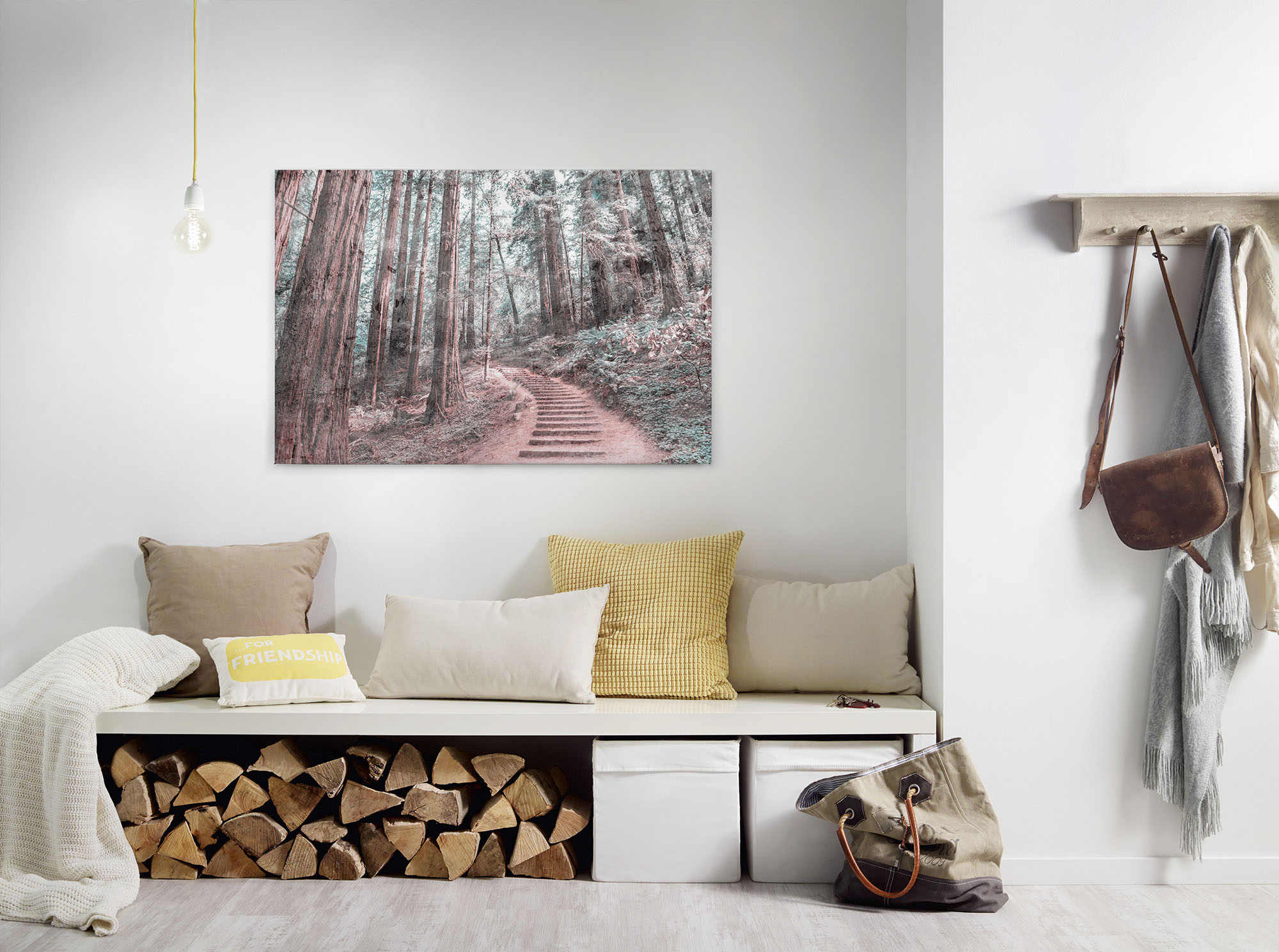 A.S. Création Leinwandbild "Forest Walk" Kunst Wald 1 Stk. tlg. Waldweg Wald Bild Keilrahmen Leinwand-Bild Wohnzimmer modern Wandbild