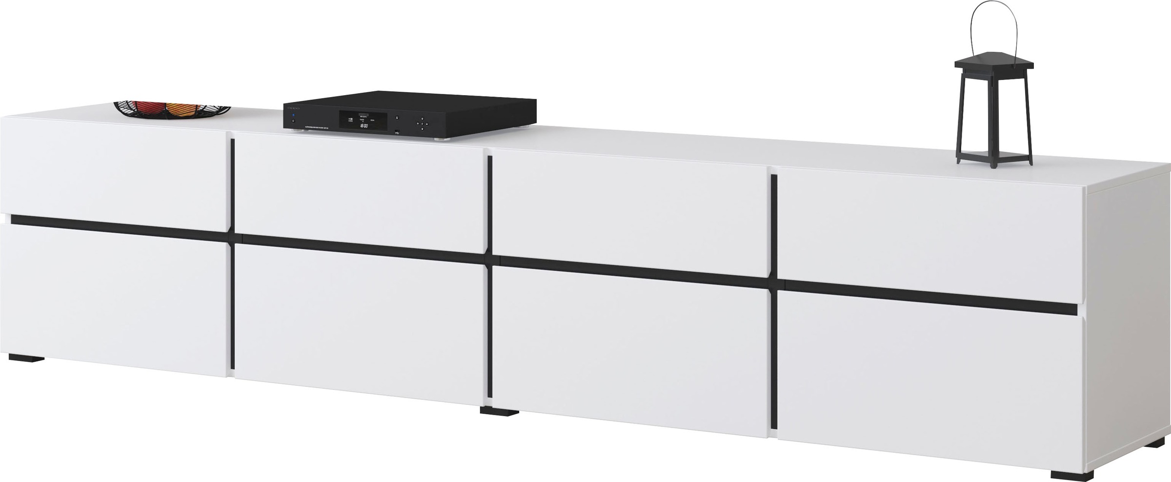 Thumbnail - INOSIGN Lowboard "Cross, moderne grifflose TV-Kommode,4 Klappen/4 Schubkästen", Breite 225 cm, TV-Schrank mit viel Staur...