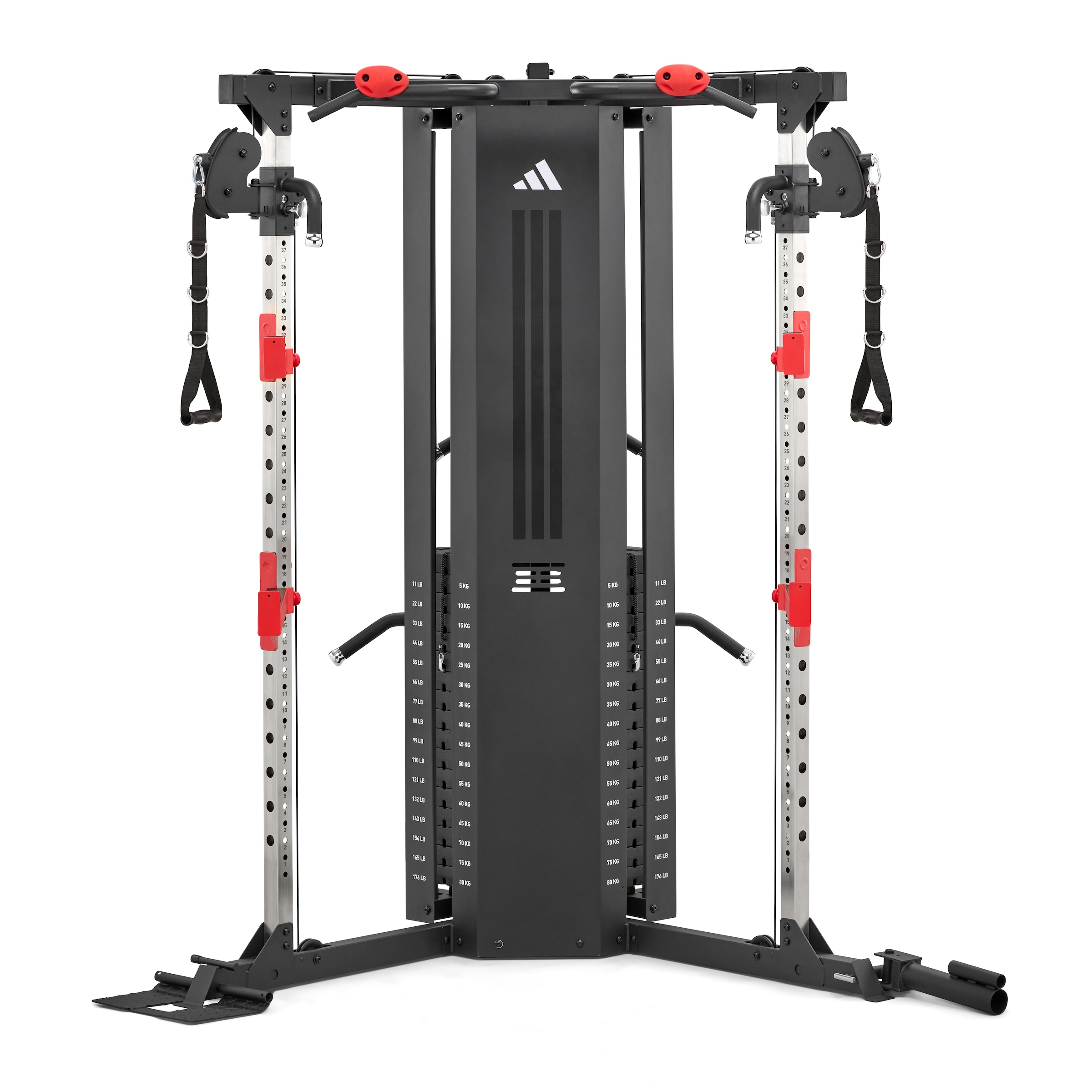 adidas Performance Trainingsstation »adidas Cable Crossover - Kabelzugstation mit Rack« 2 Gewichtsblöcke 2×80 kg Kabelzug, Rack, 40-fach verstellbar & Landmineen)