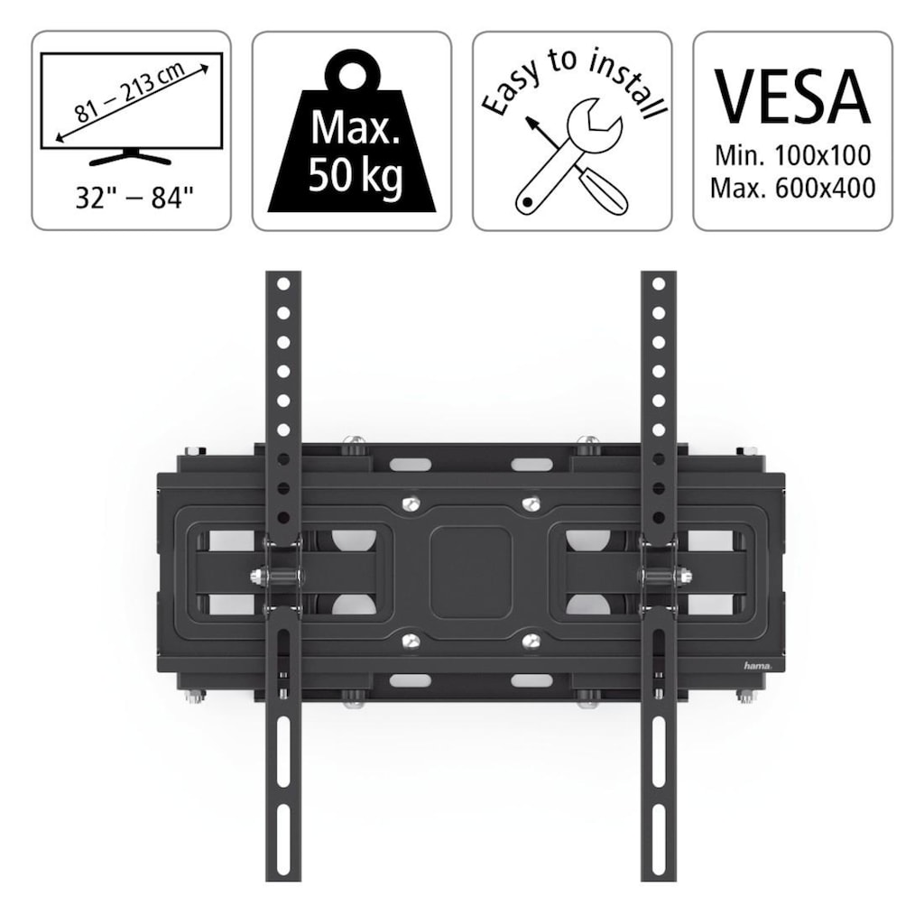 Hama TV-Wandhalterung »TV Wandhalter 81 - 213 cm (32"-84"), 43",50",55",65,75",vollbeweglich«, bis 213 cm Zoll