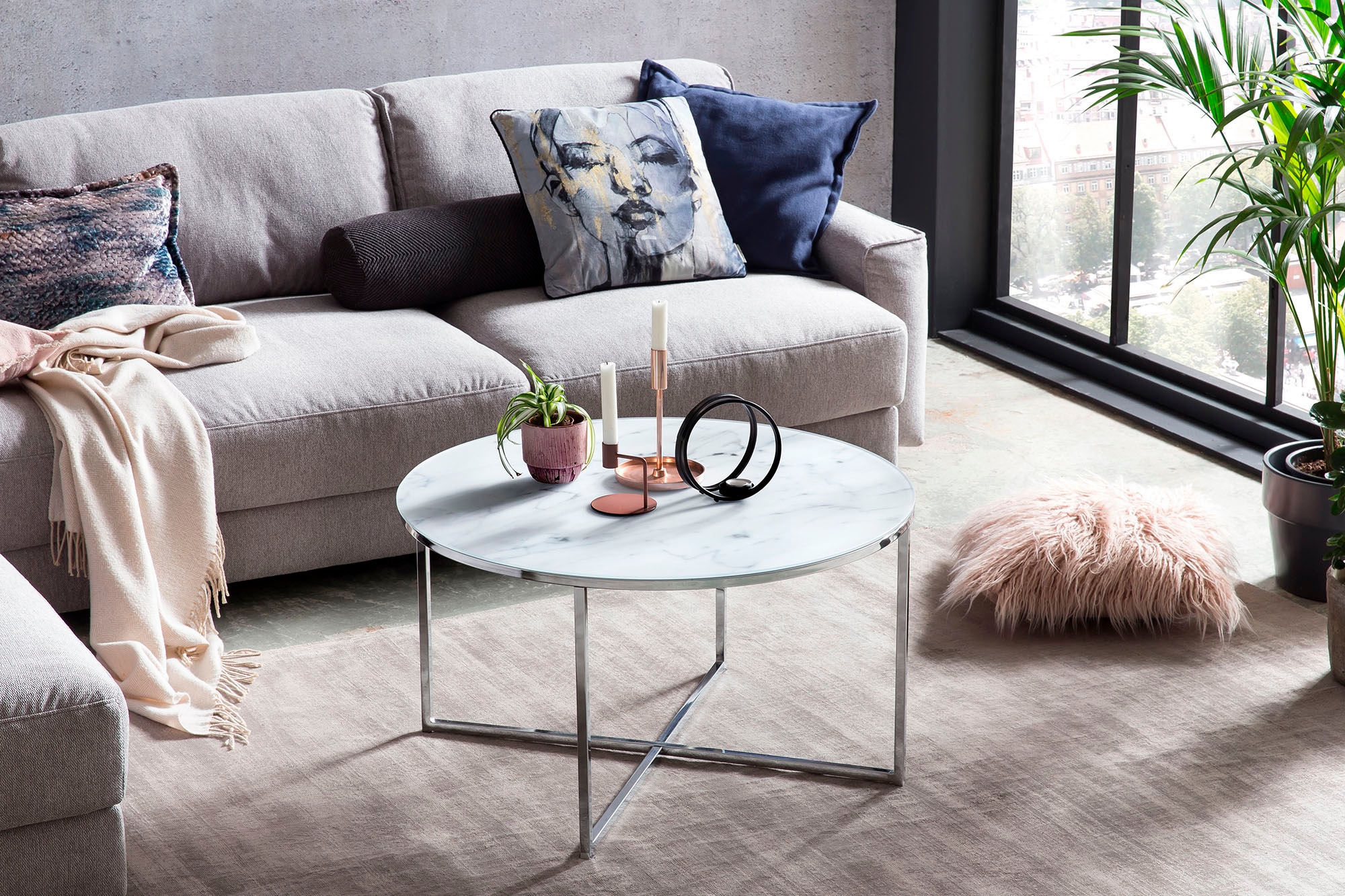 SalesFever Couchtisch, Elegantes Design mit Marmoroptik-Tischplatte günstig online kaufen