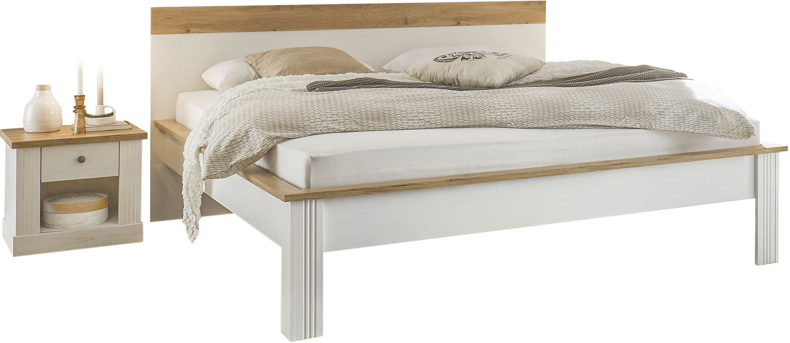 Schlafzimmer-Set »Westminster«, Bett Liegefläche 180/200cm und 2 Nachtkommoden