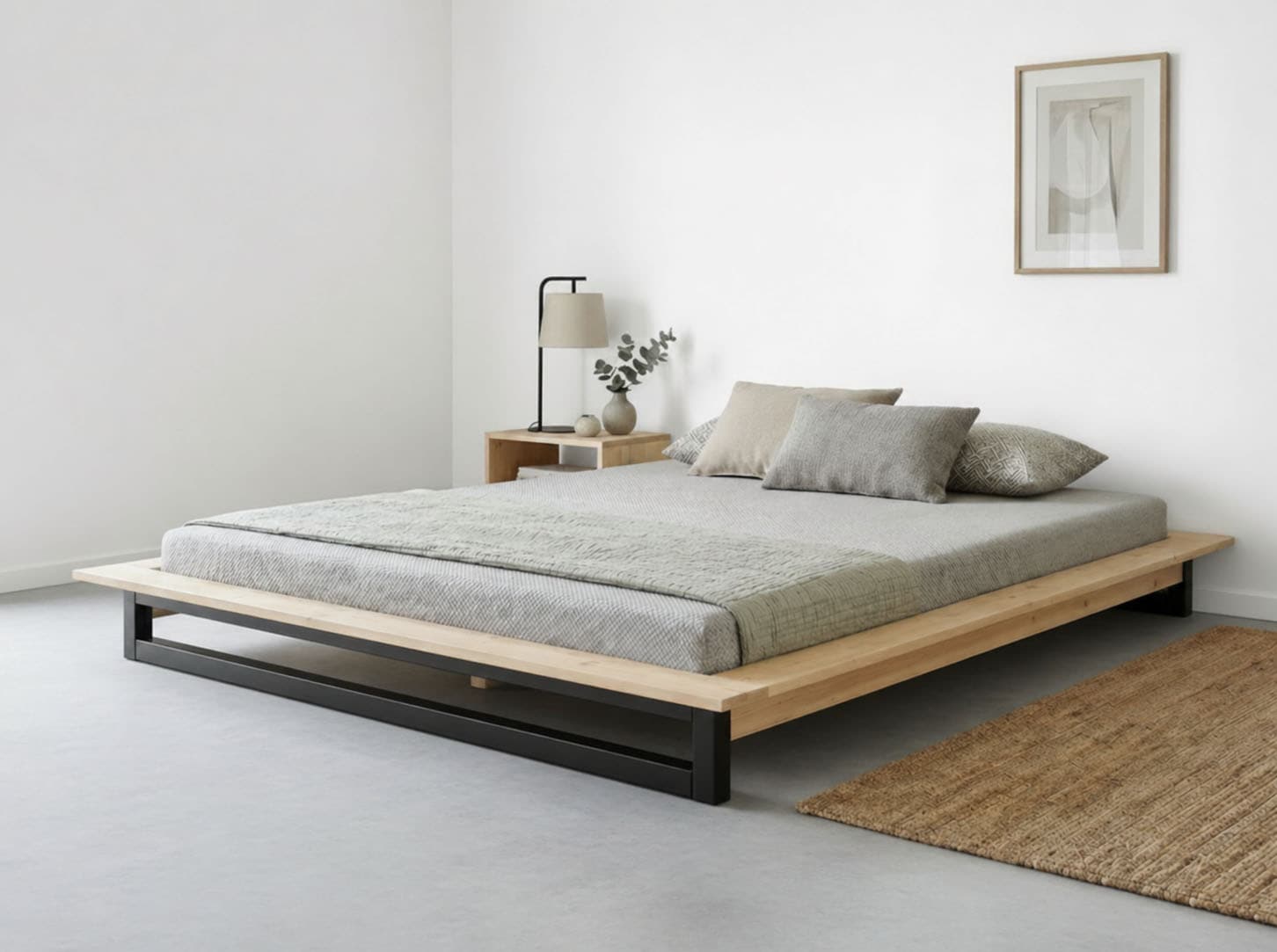 OTTO home Futonbett »Kobe, Massivholzbett aus Kiefer im Industrial Design, 200 KG belastbar« B/T/H:165/225/18,1 cm,  stabiles Kufengestell,  rundum Ablagefläche, FSC, Made in Europe